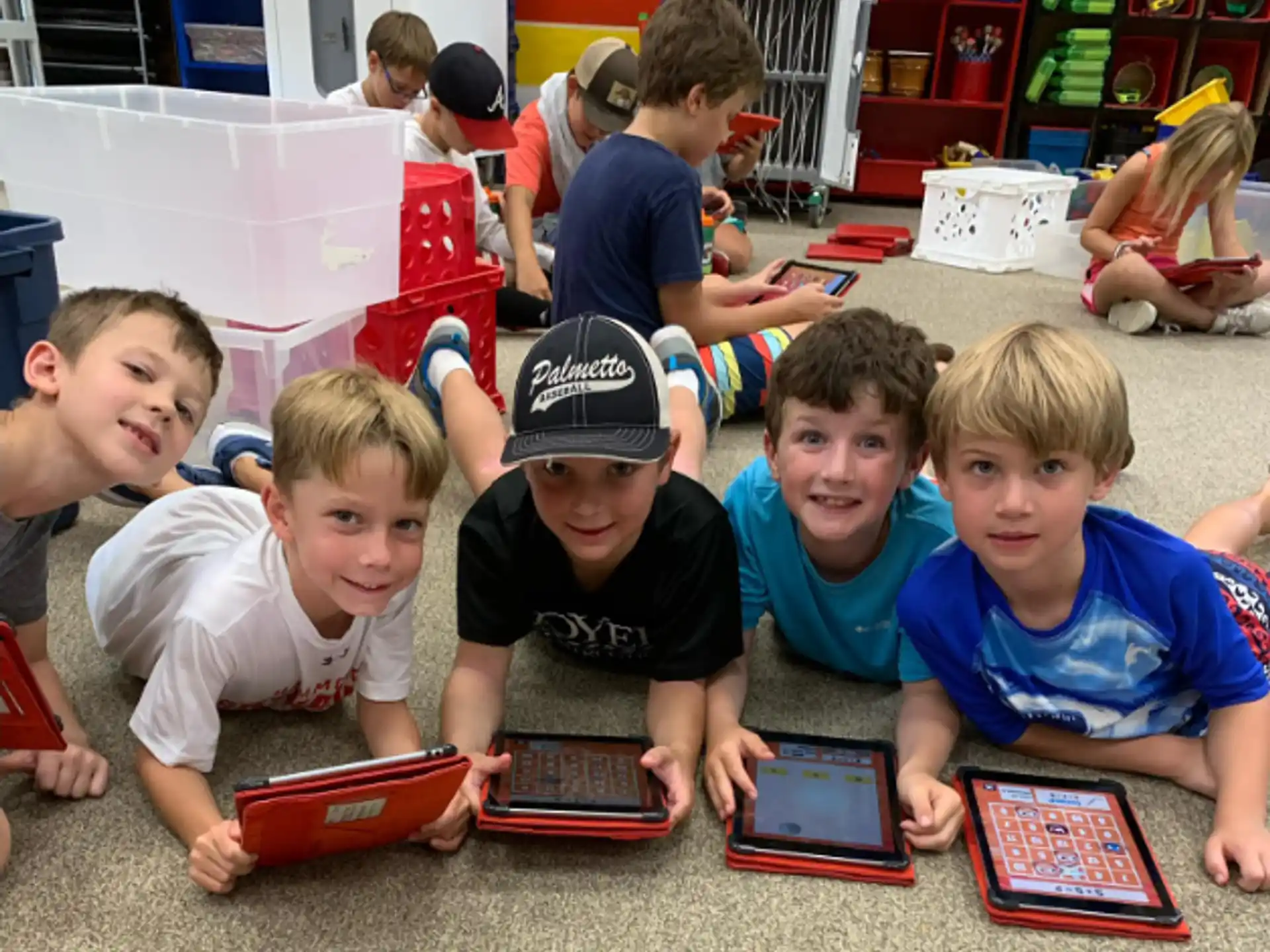 a group of children playing with toys