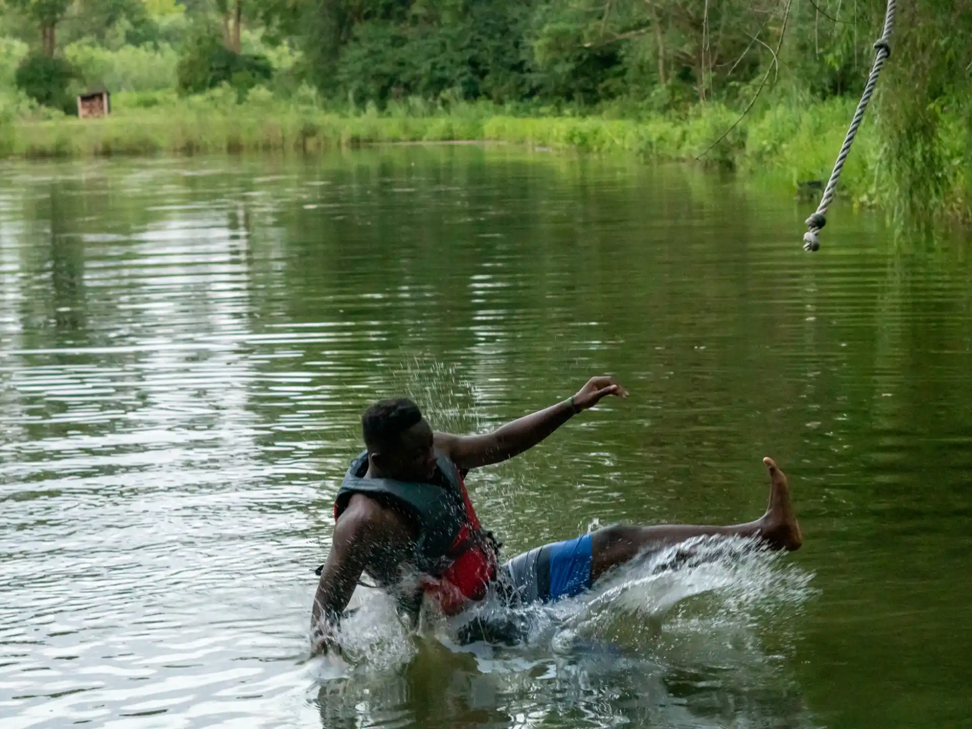 a man riding a water ski