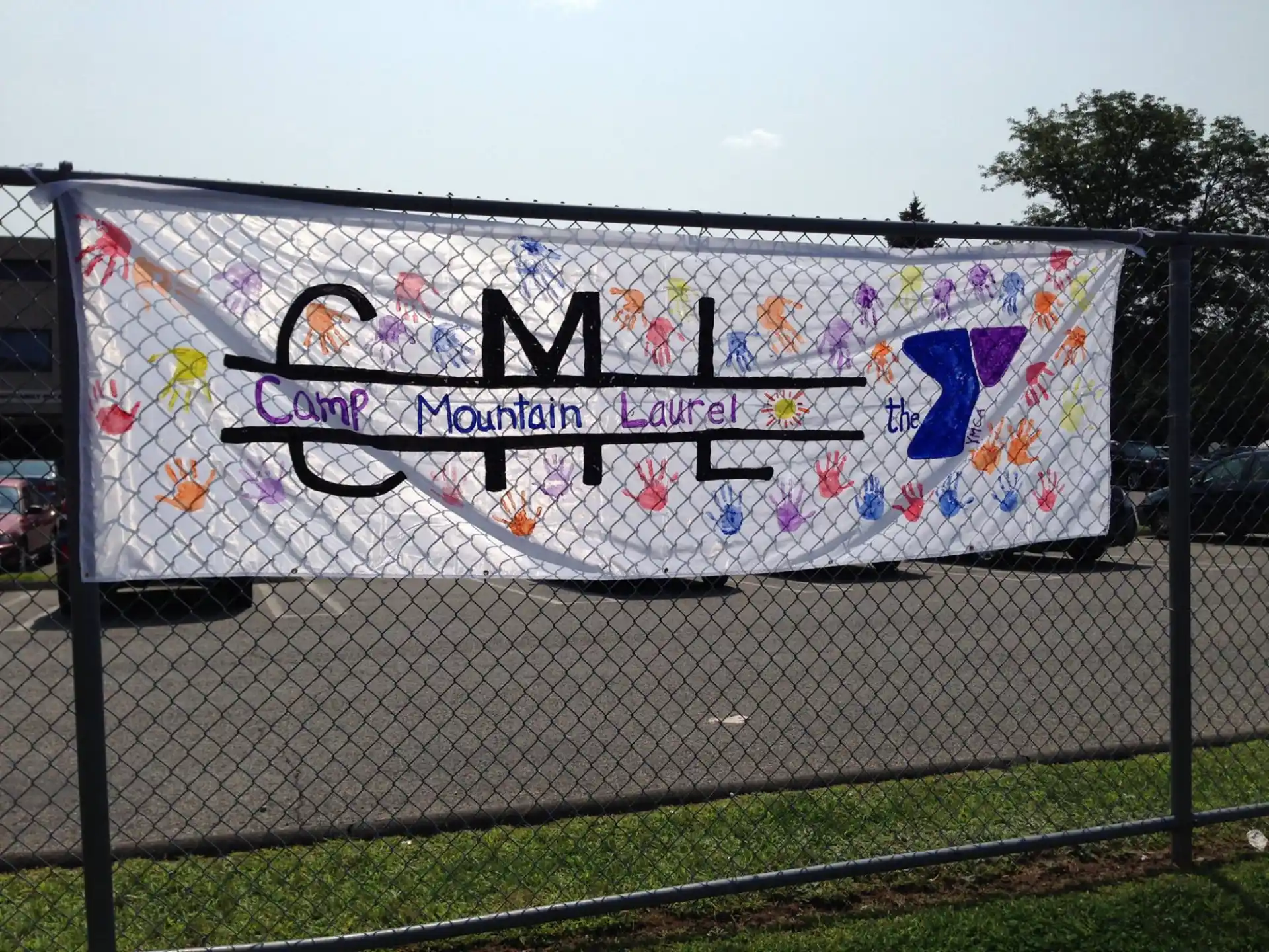 a banner on a fence