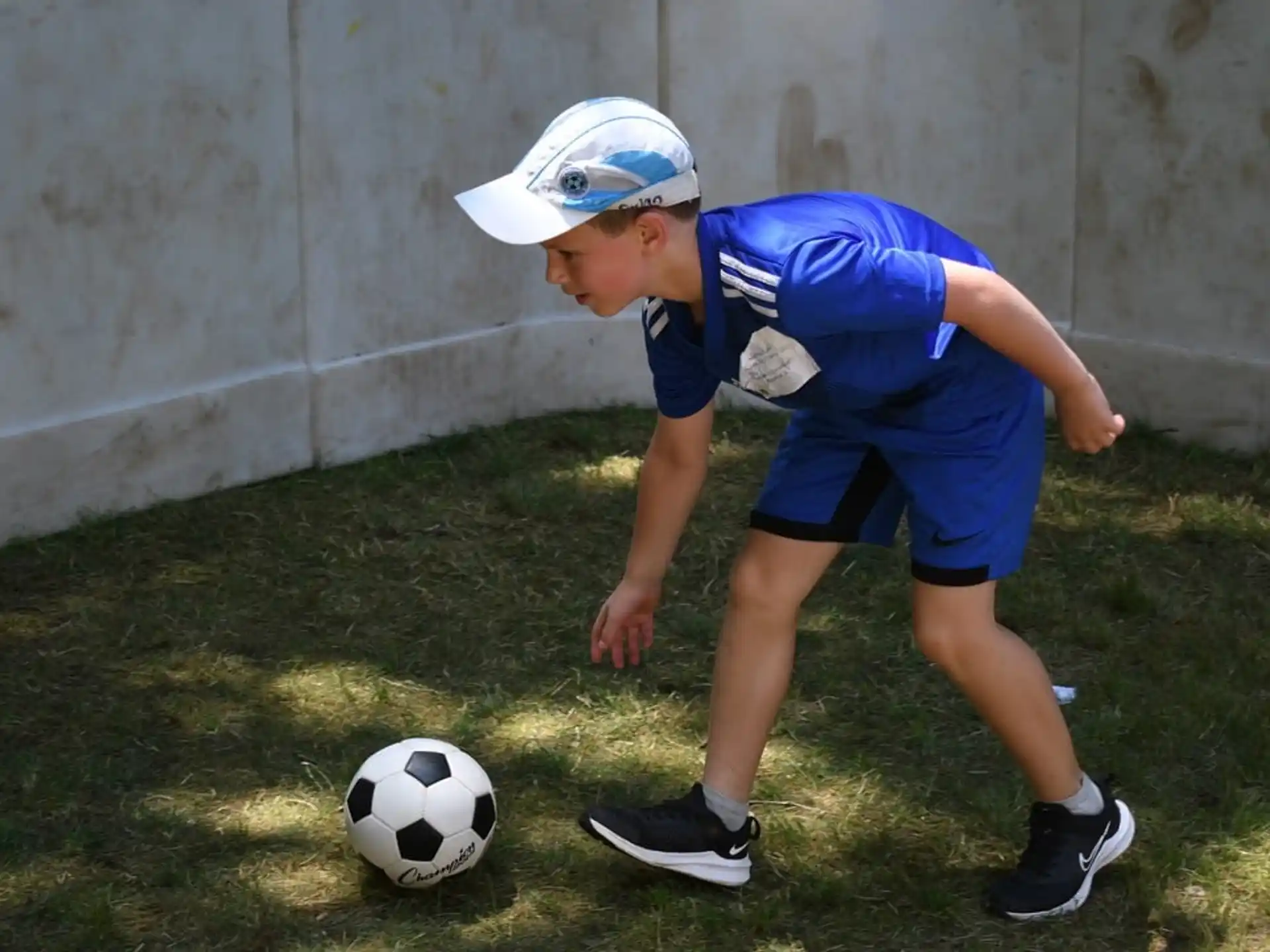 a boy playing football
