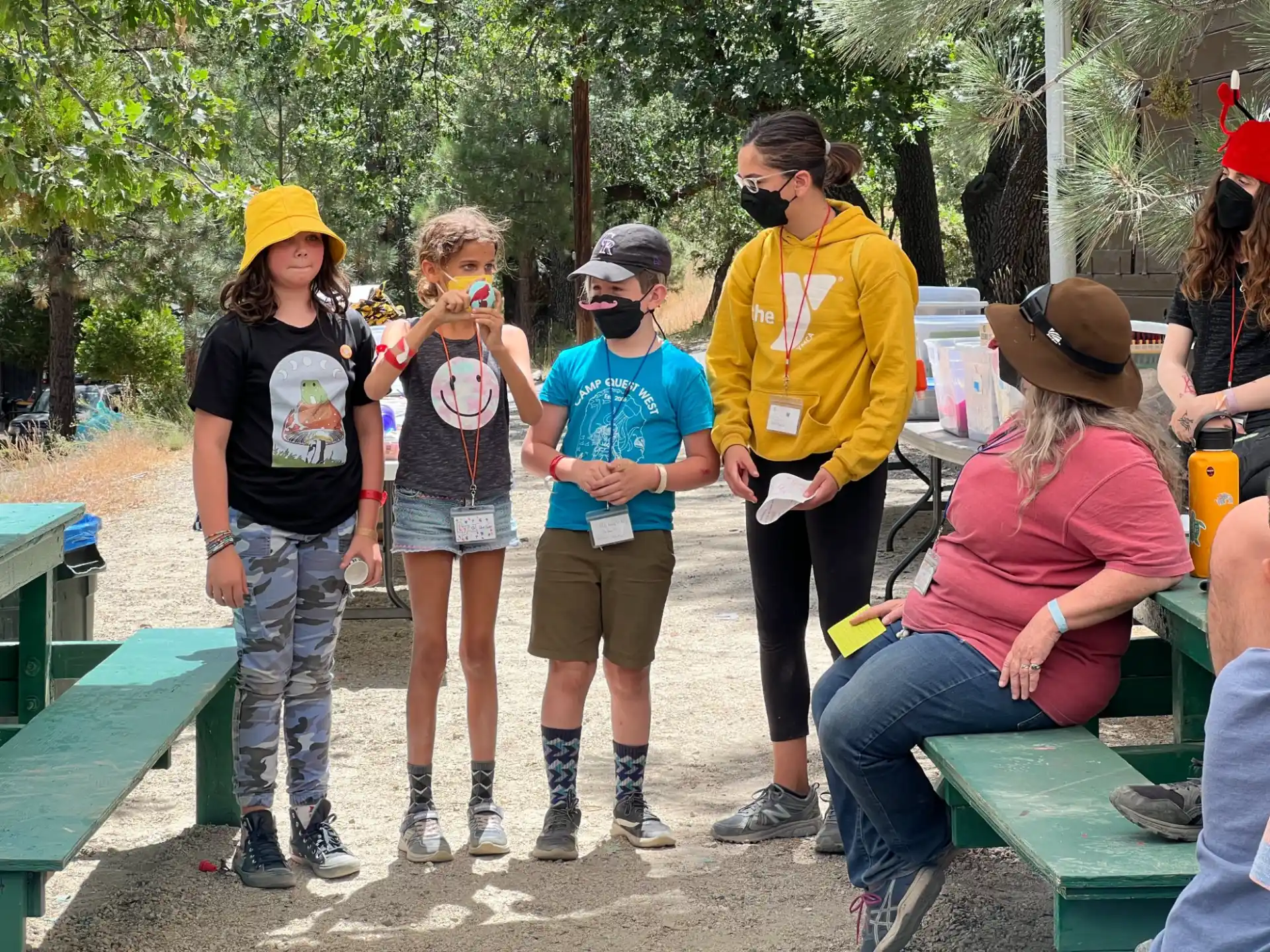 a group of people standing outside