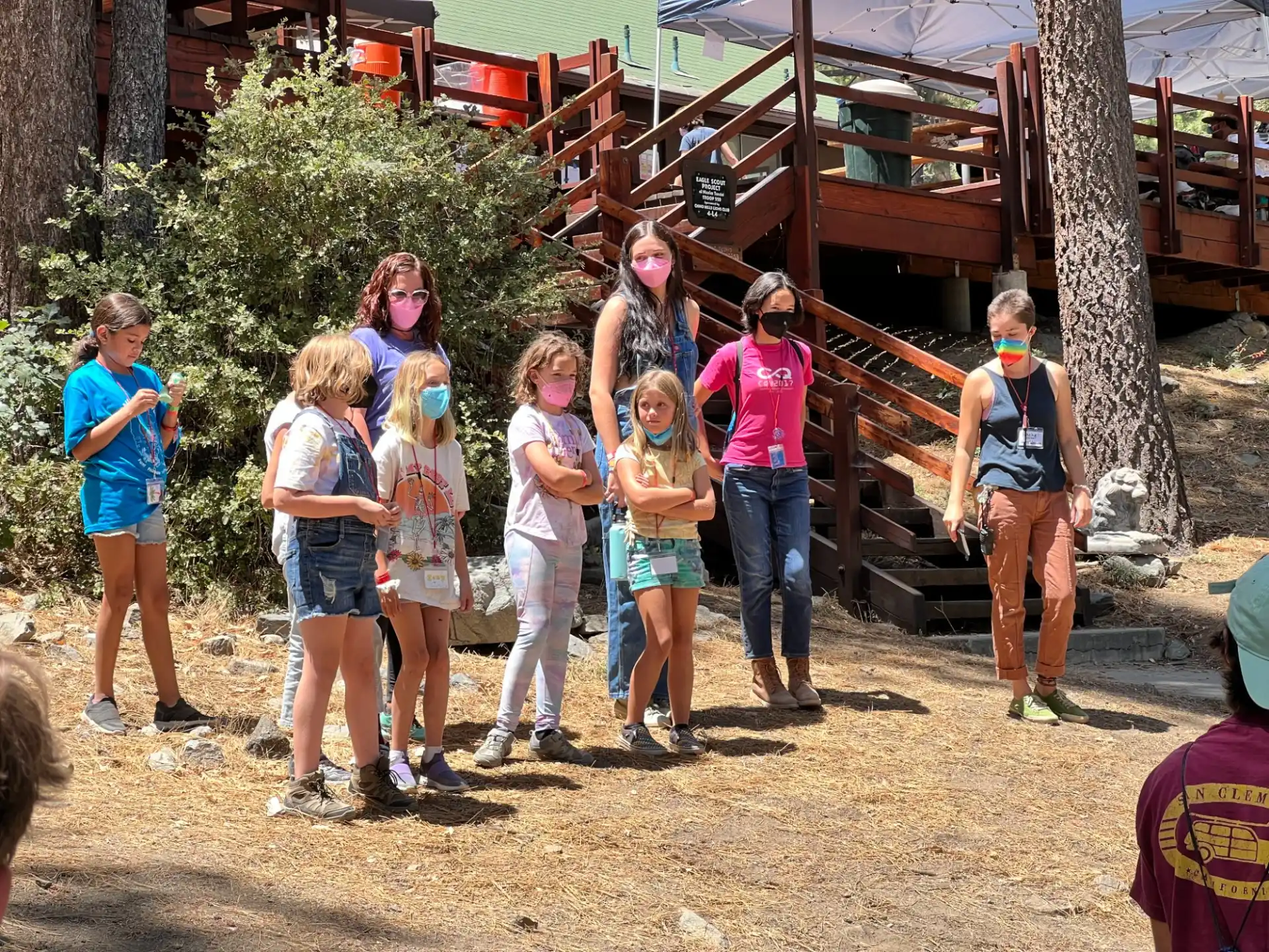 a group of people standing outside