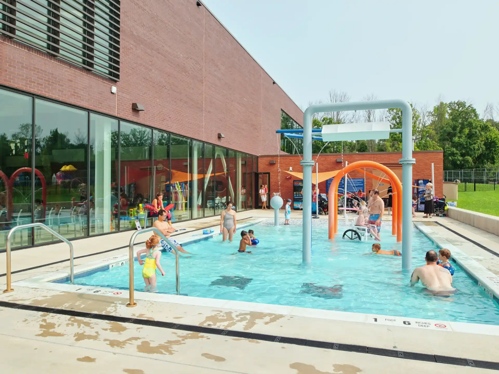 a group of people in a swimming pool