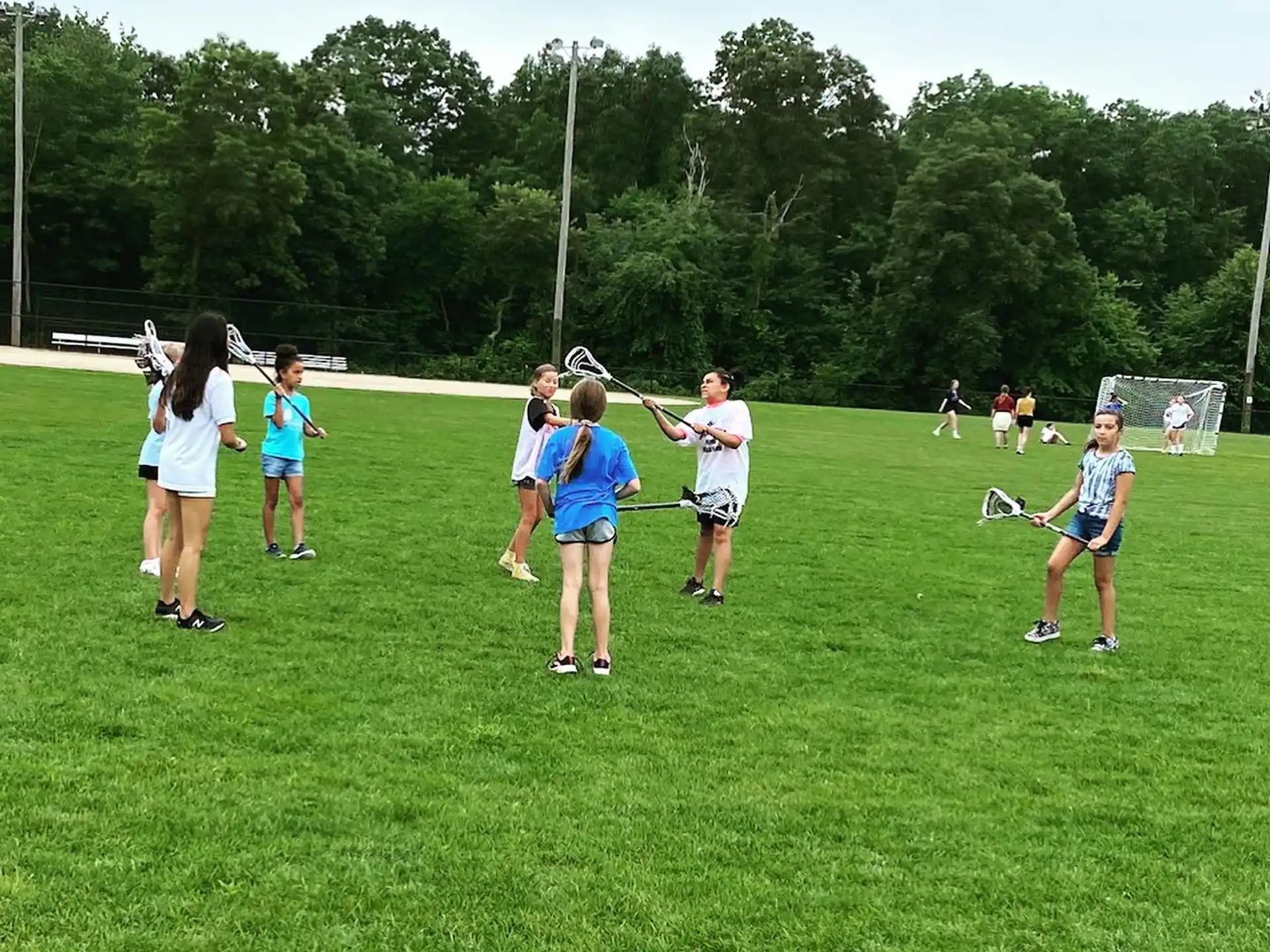 a group of people playing football