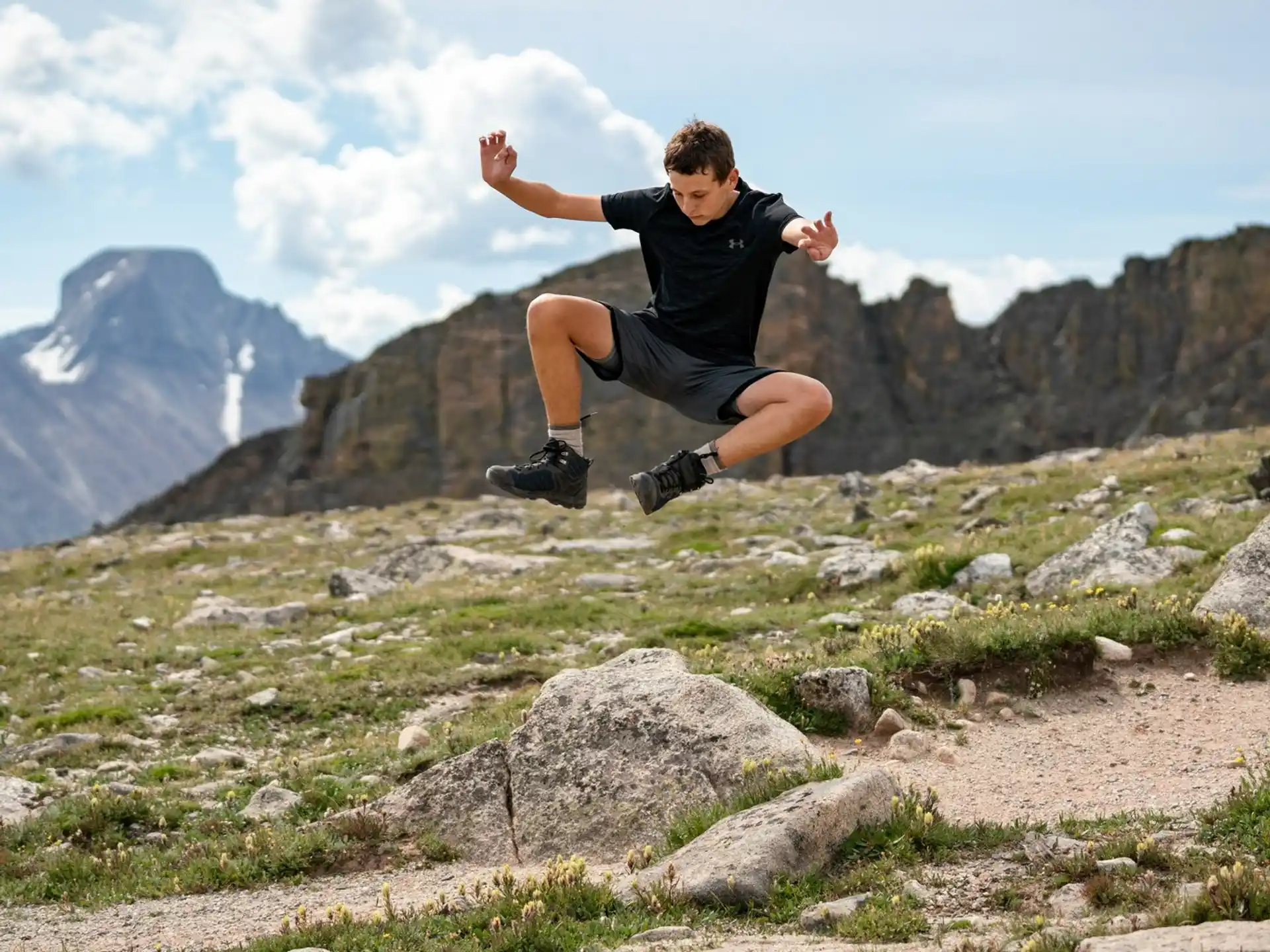 a man jumping in the air