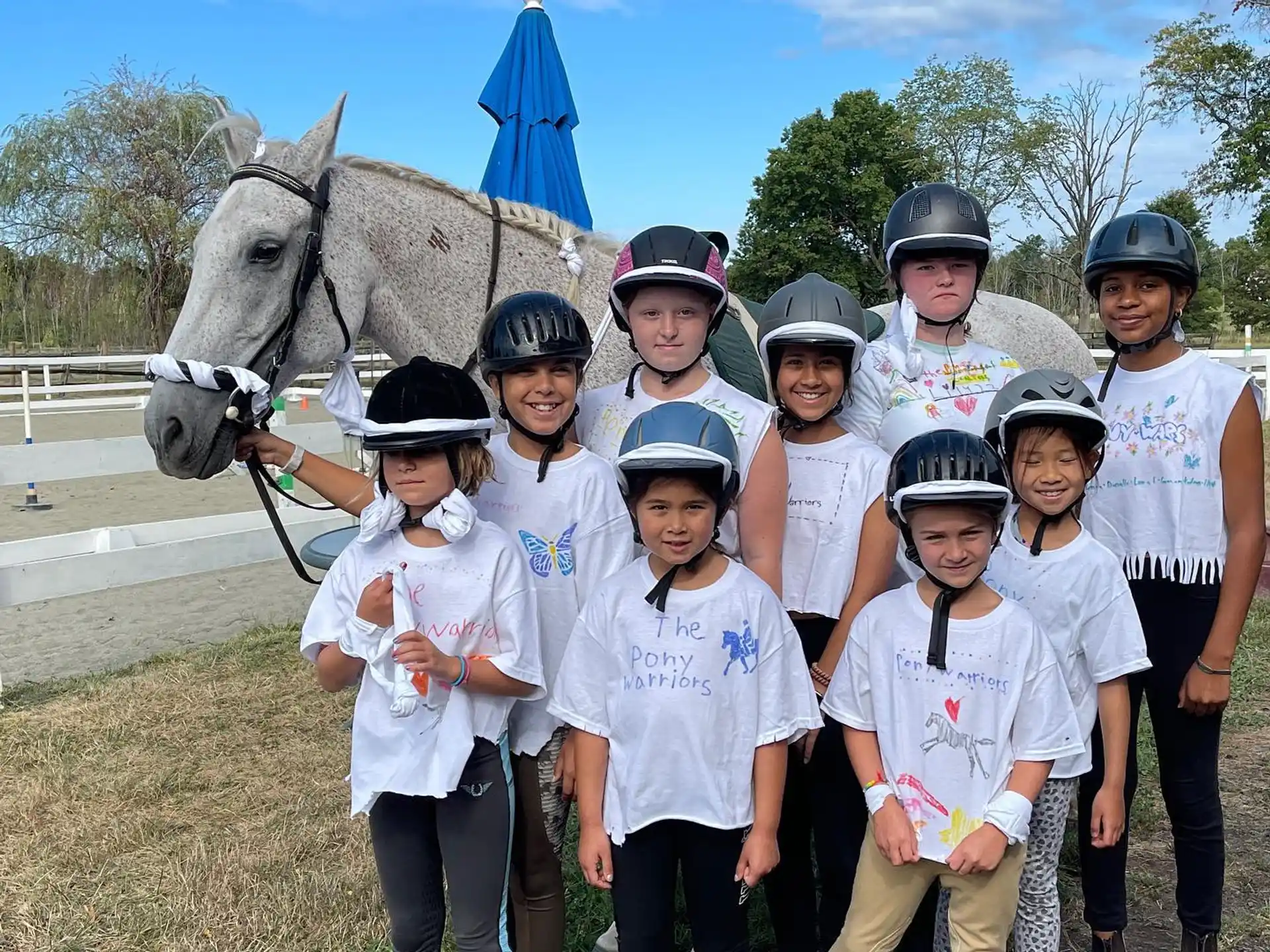 a group of people wearing helmets