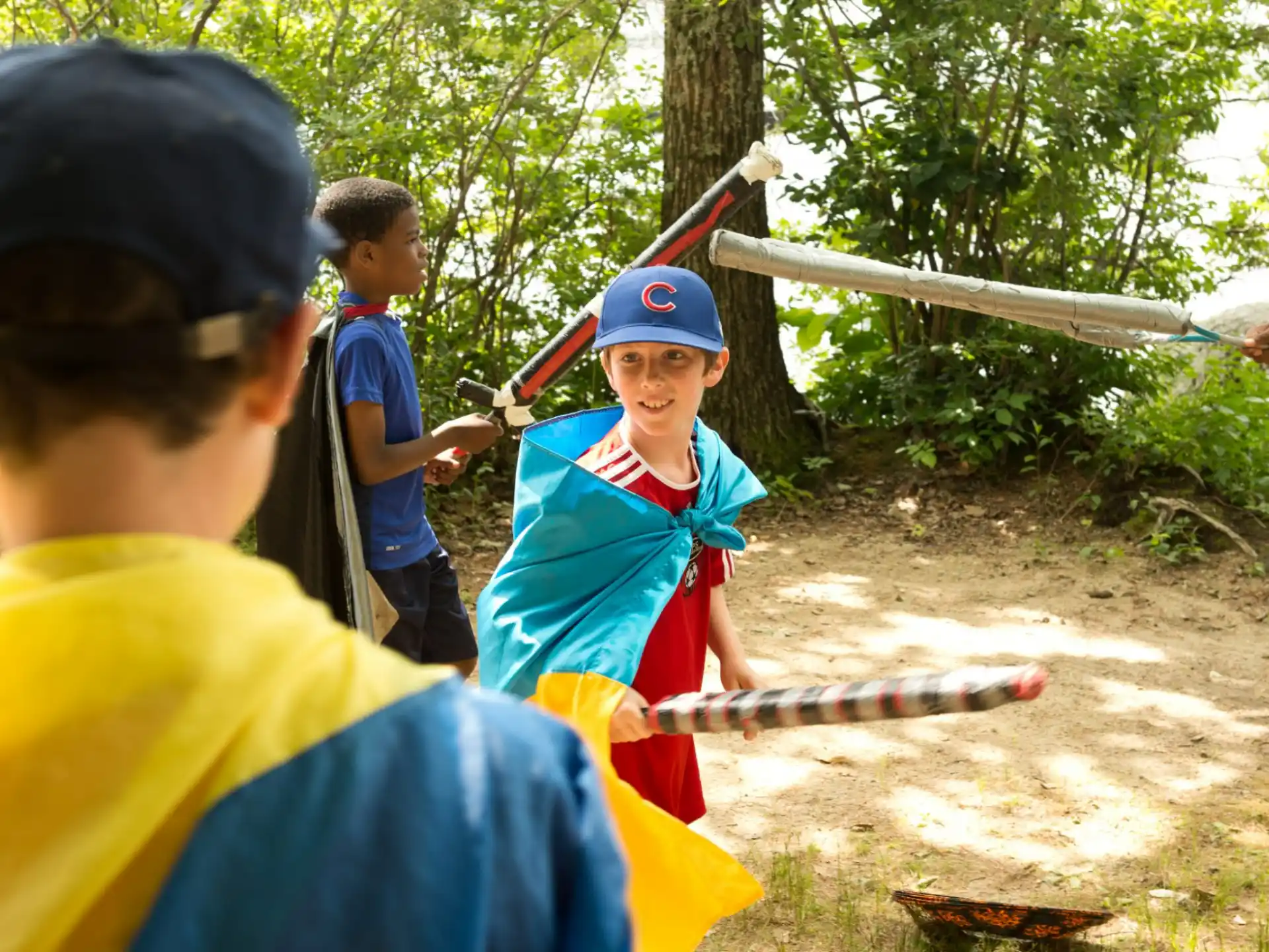 a group of people holding a sword