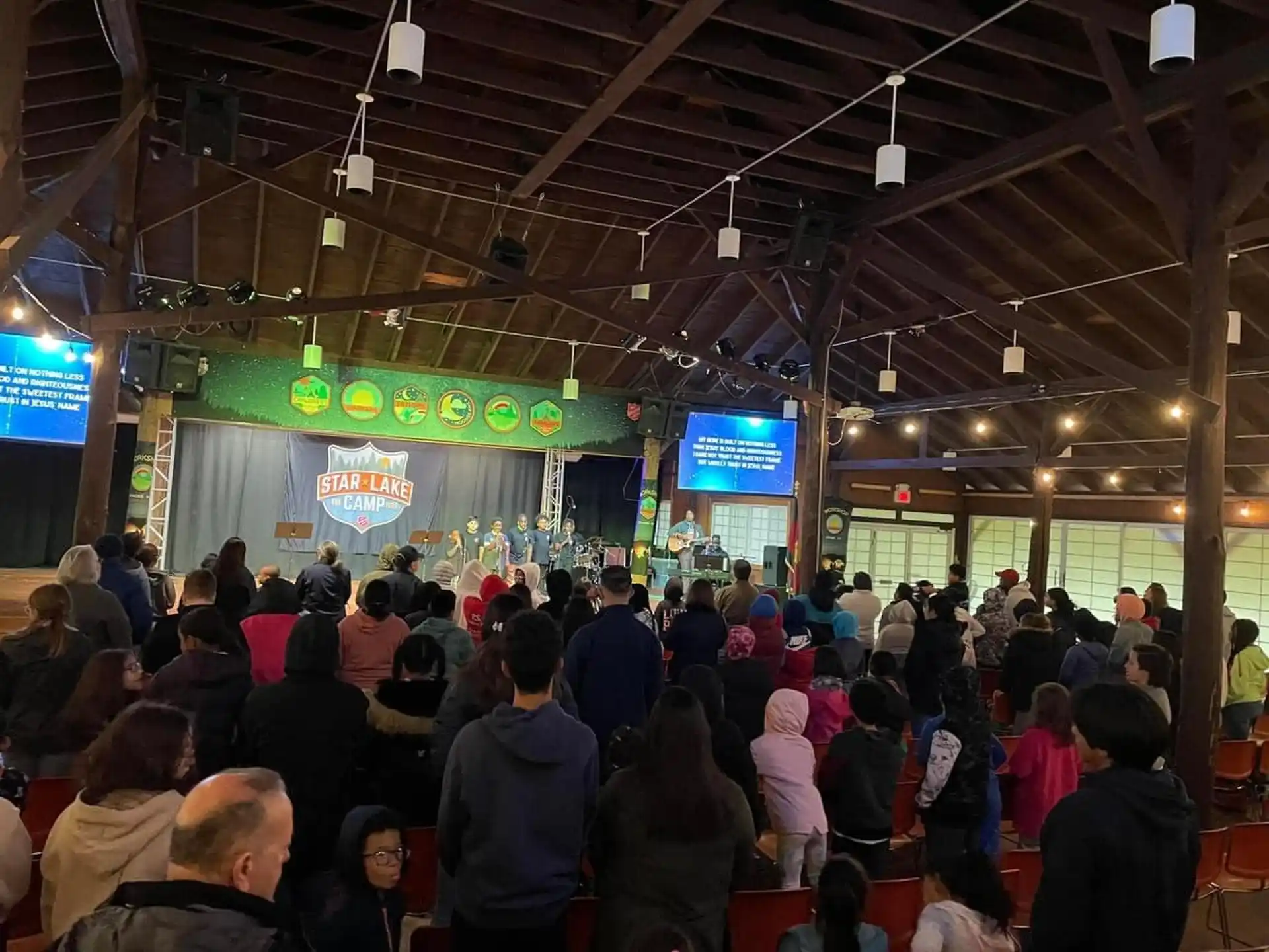 a large crowd of people in a building