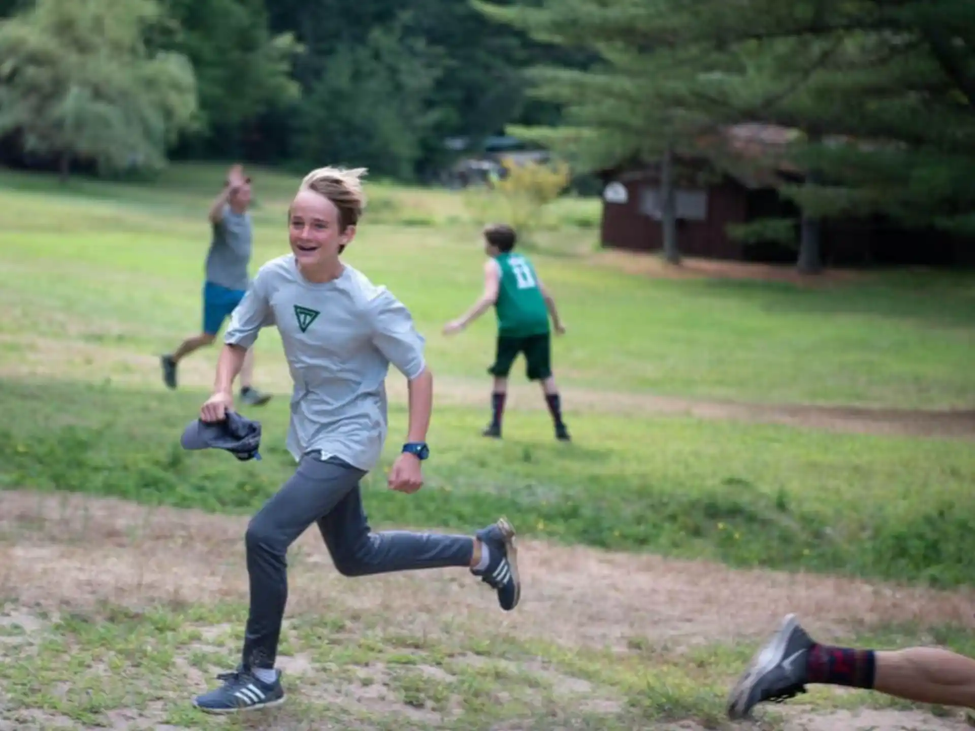 a person running on a field