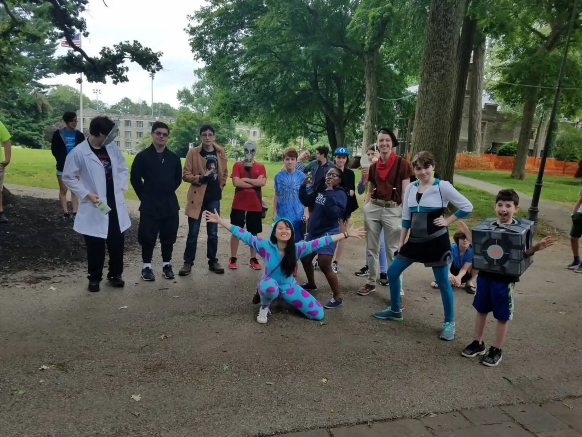 a group of people posing for a photo