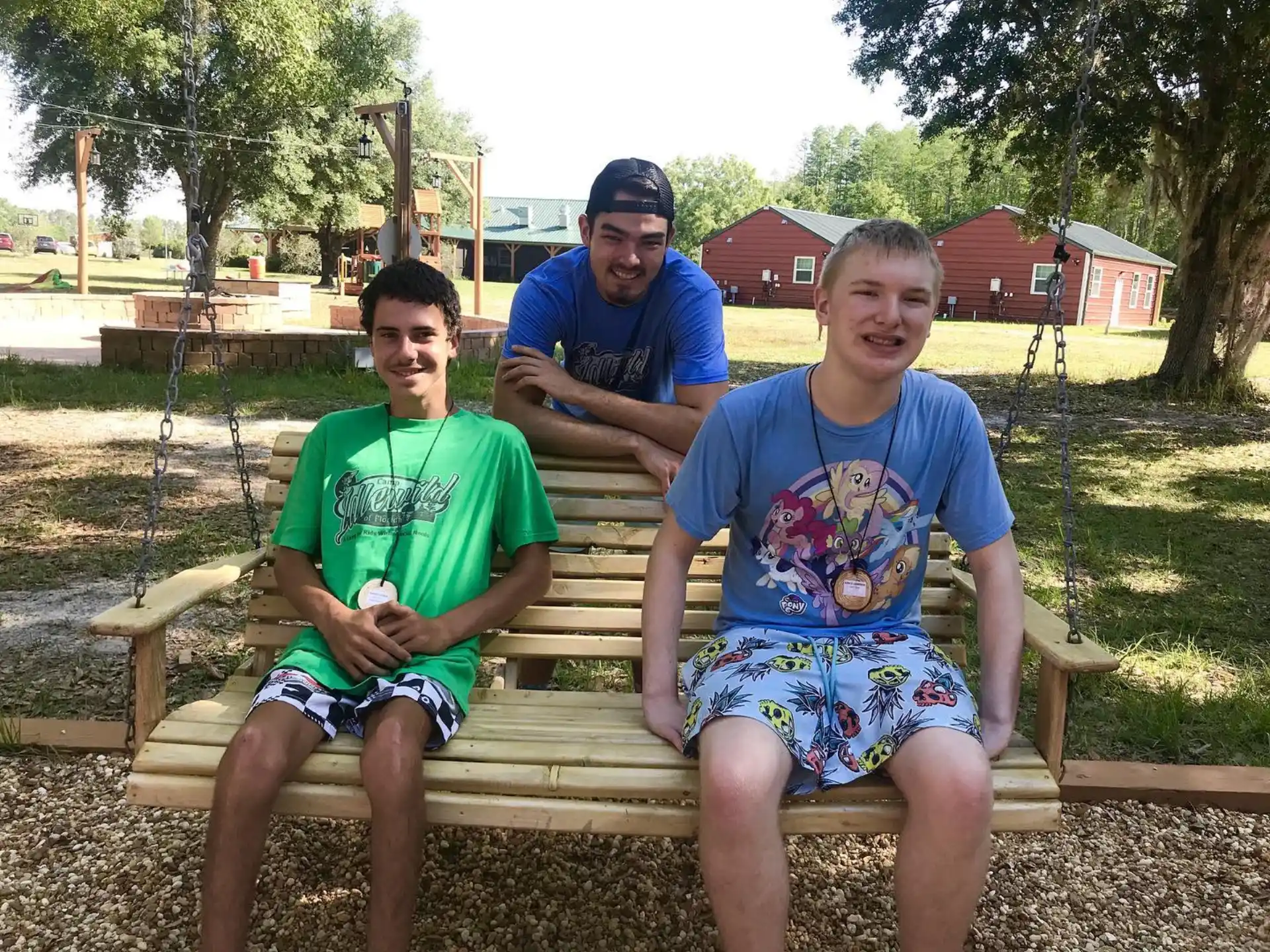a group of people sitting on a bench