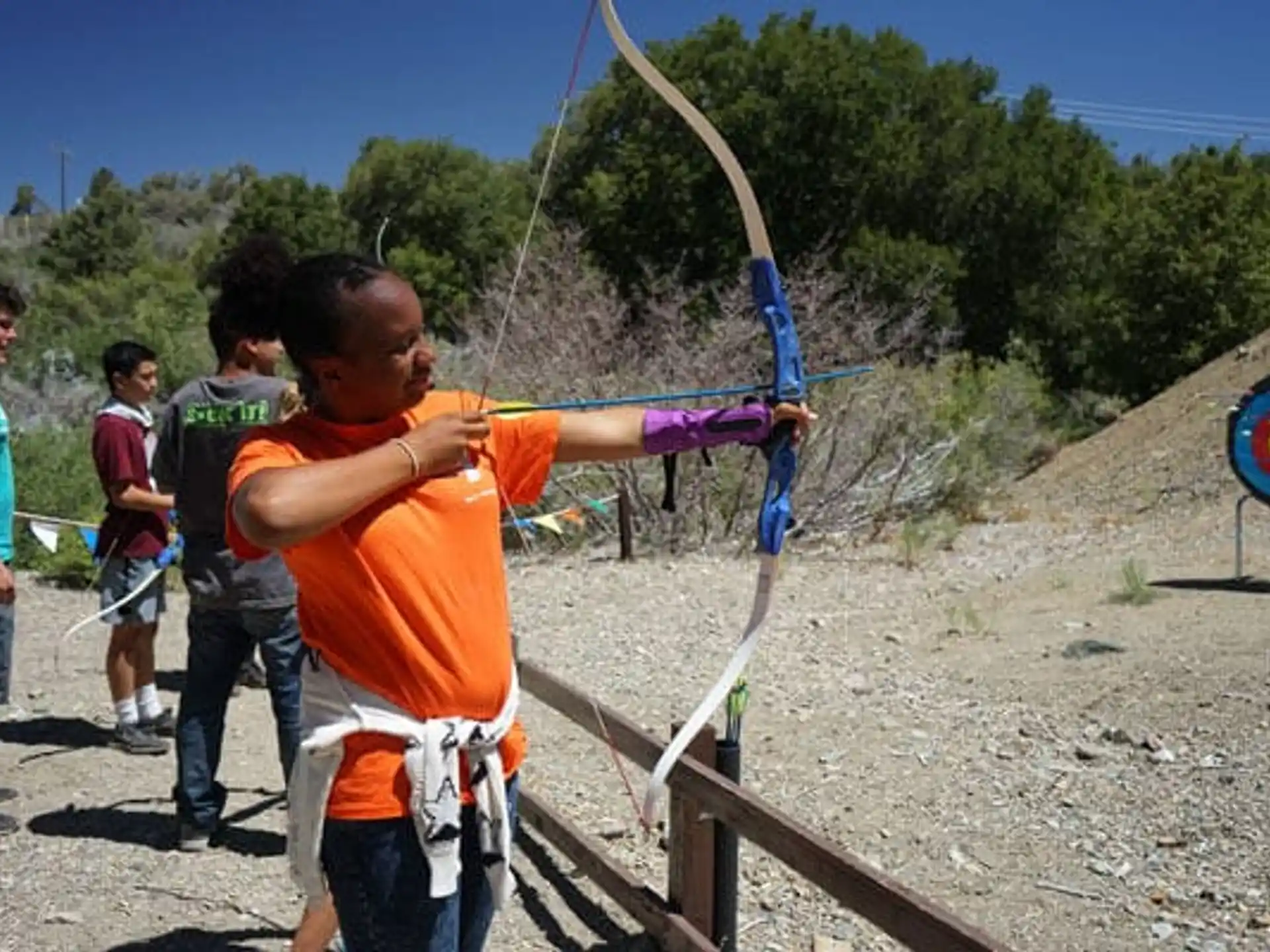 a person shooting a bow