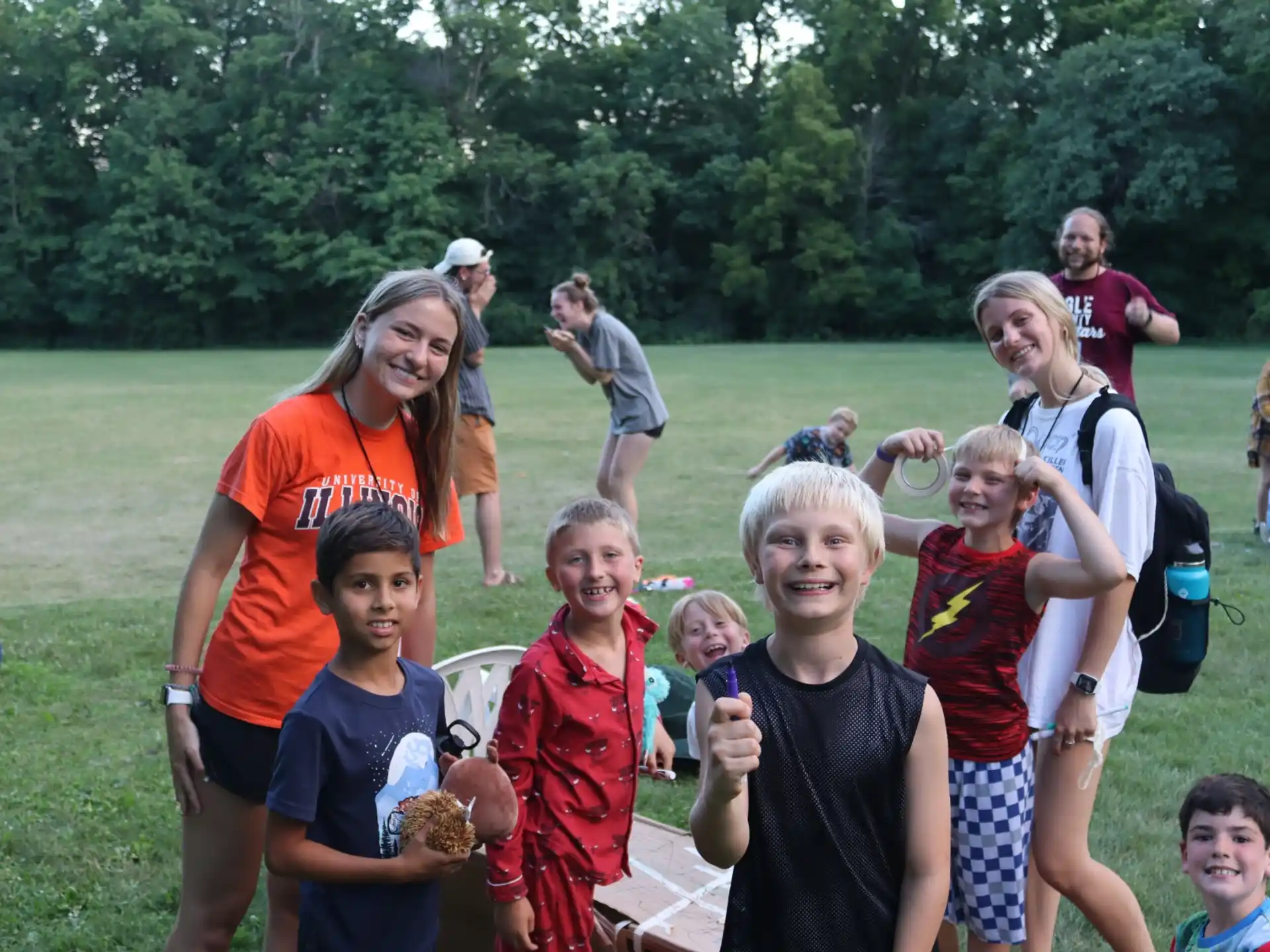 a group of people posing for a photo