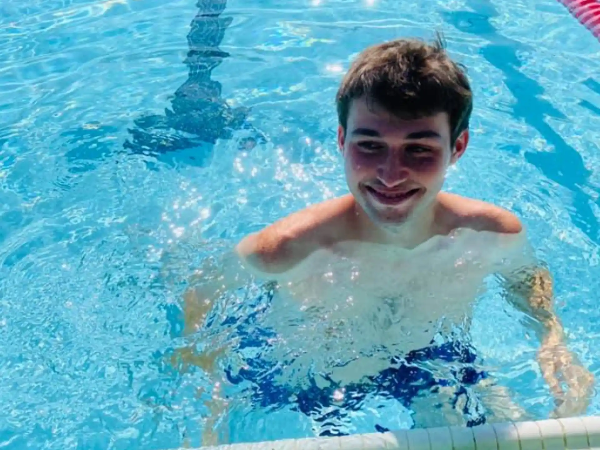 a person in a pool