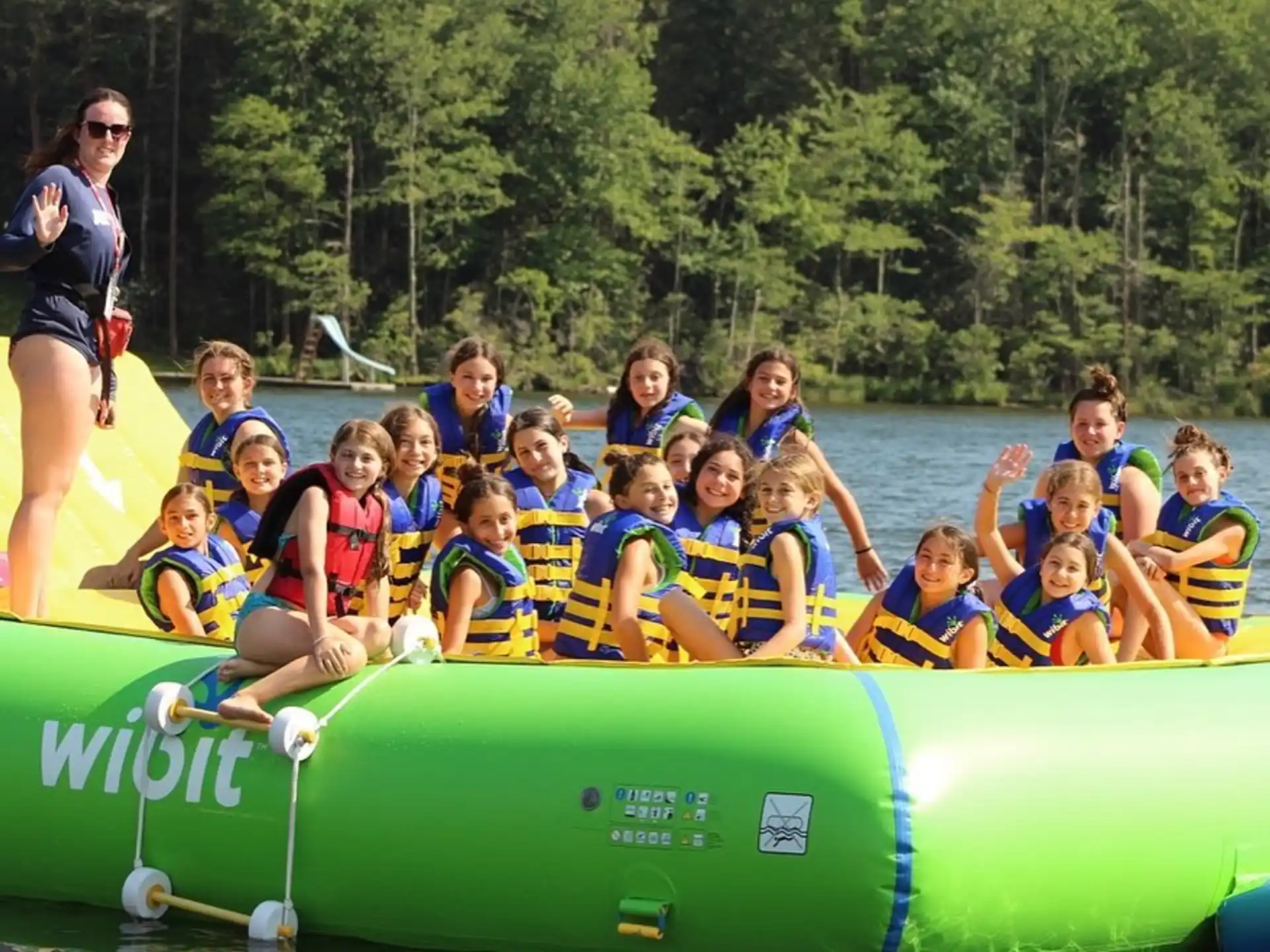 a group of people in a raft
