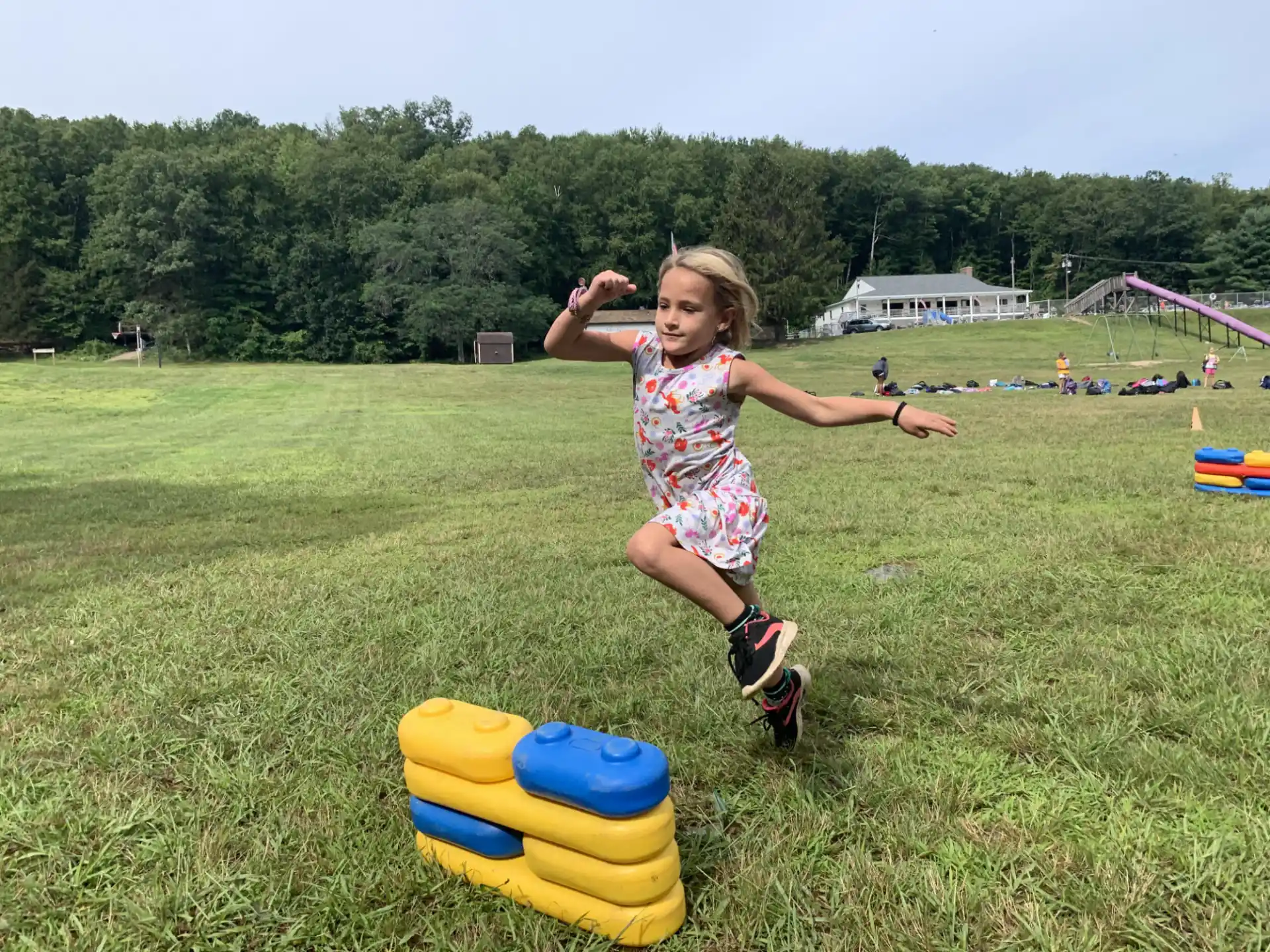 a girl jumping in the air