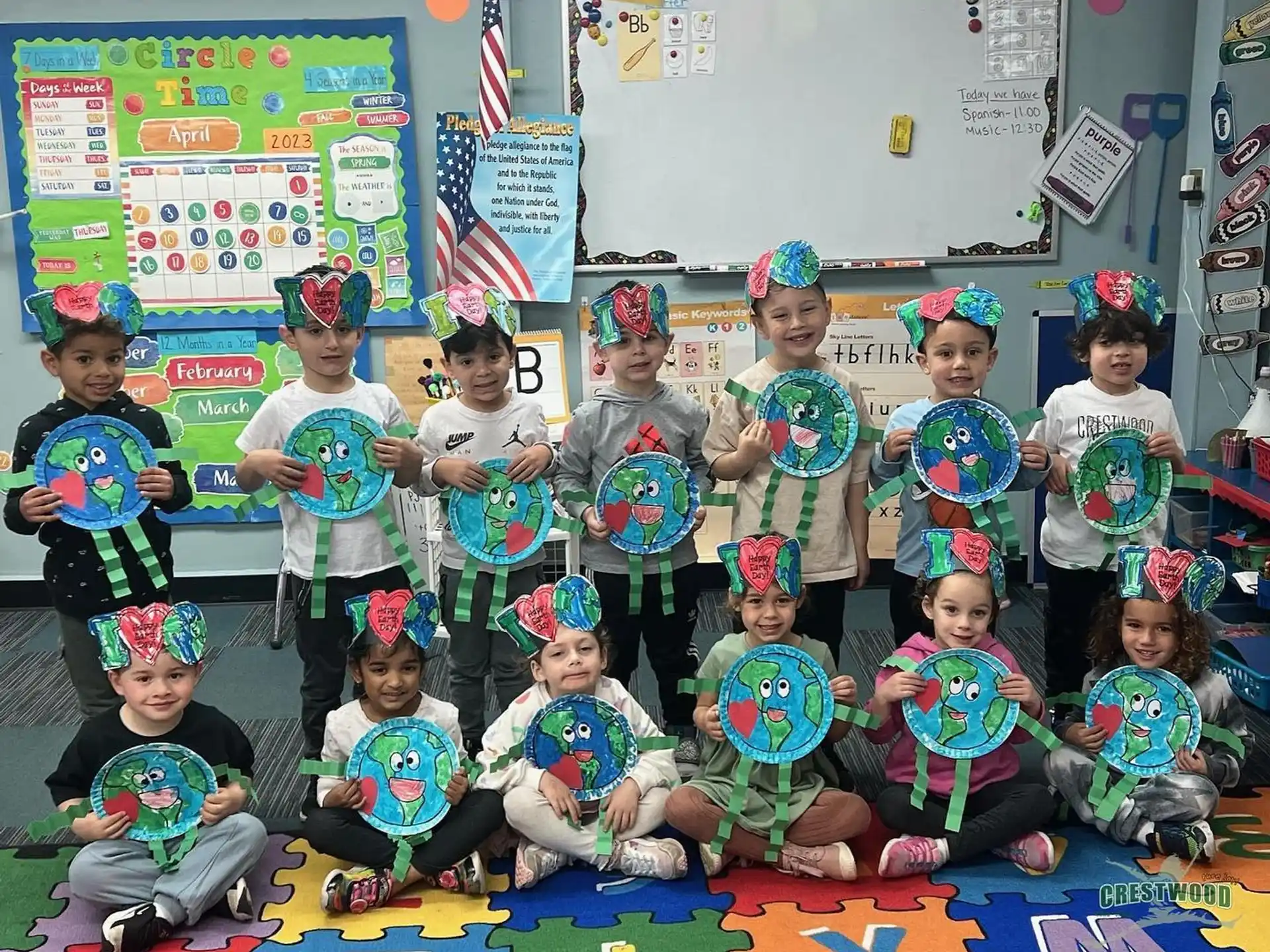a group of children in a classroom