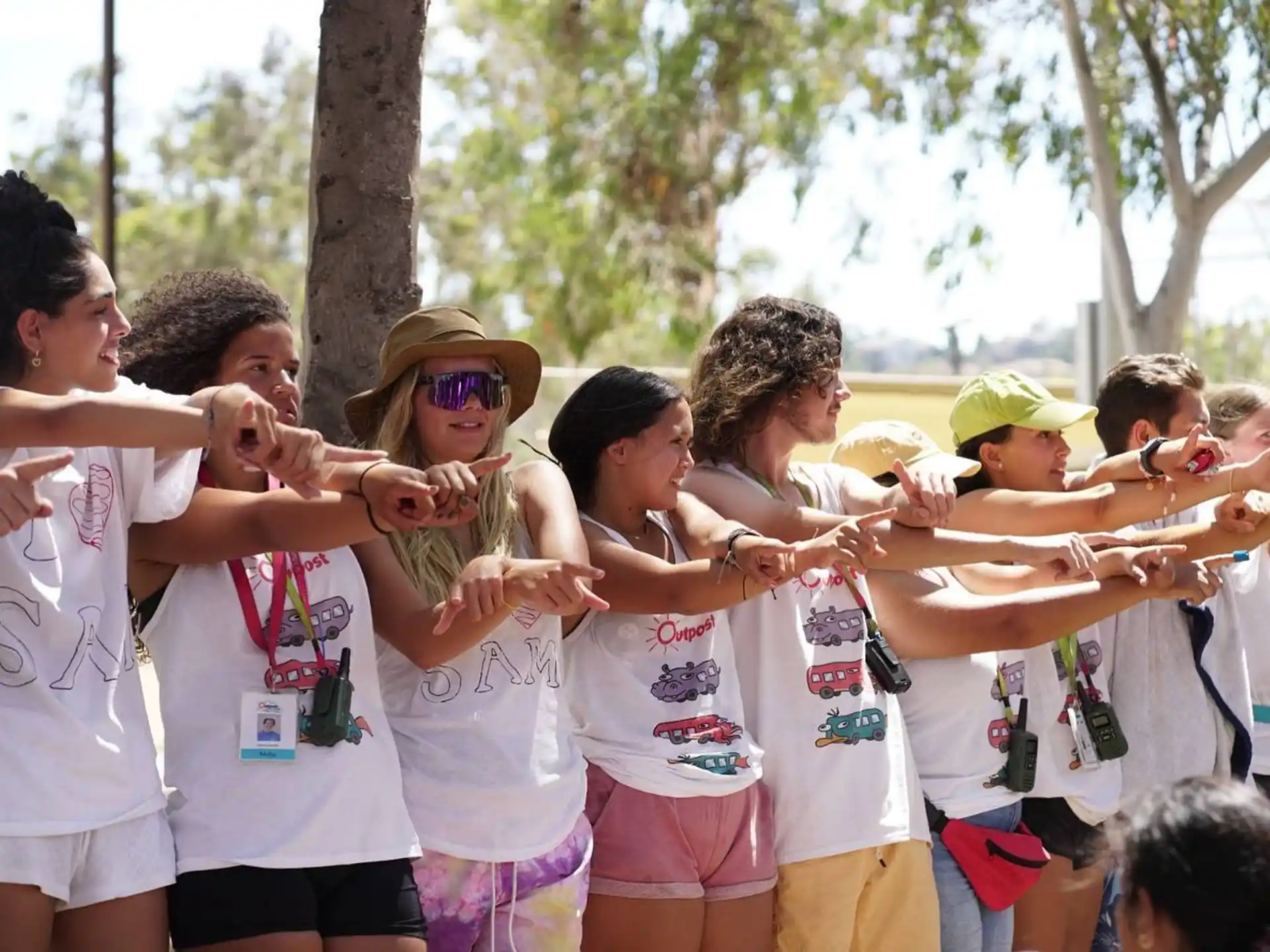 a group of people in matching t-shirts