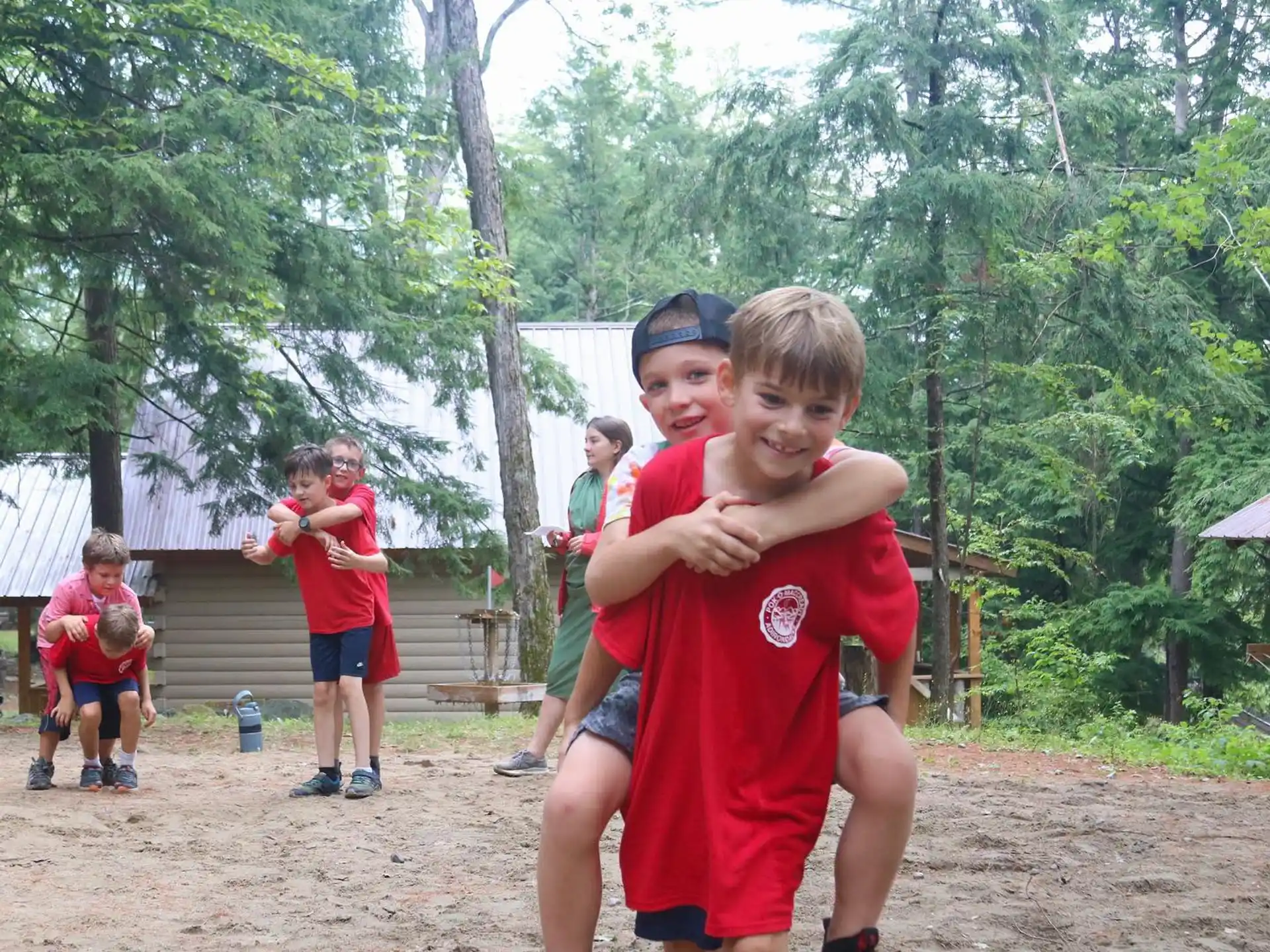 a group of boys running