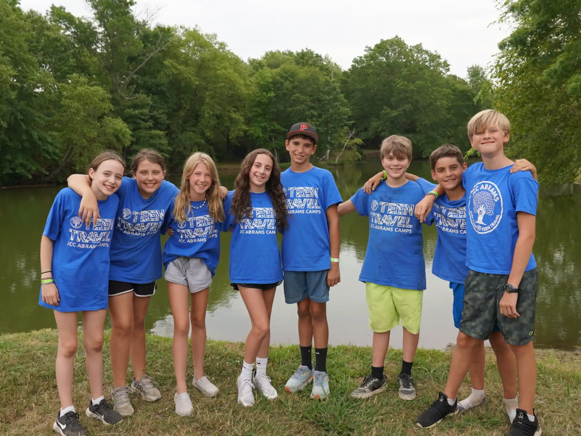 a group of people wearing matching t-shirts