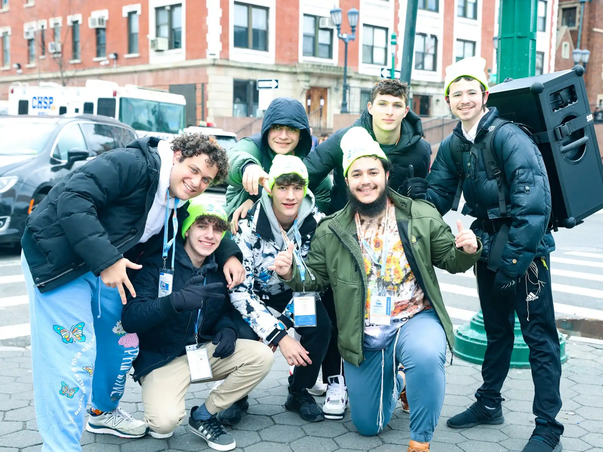 a group of people posing for a photo