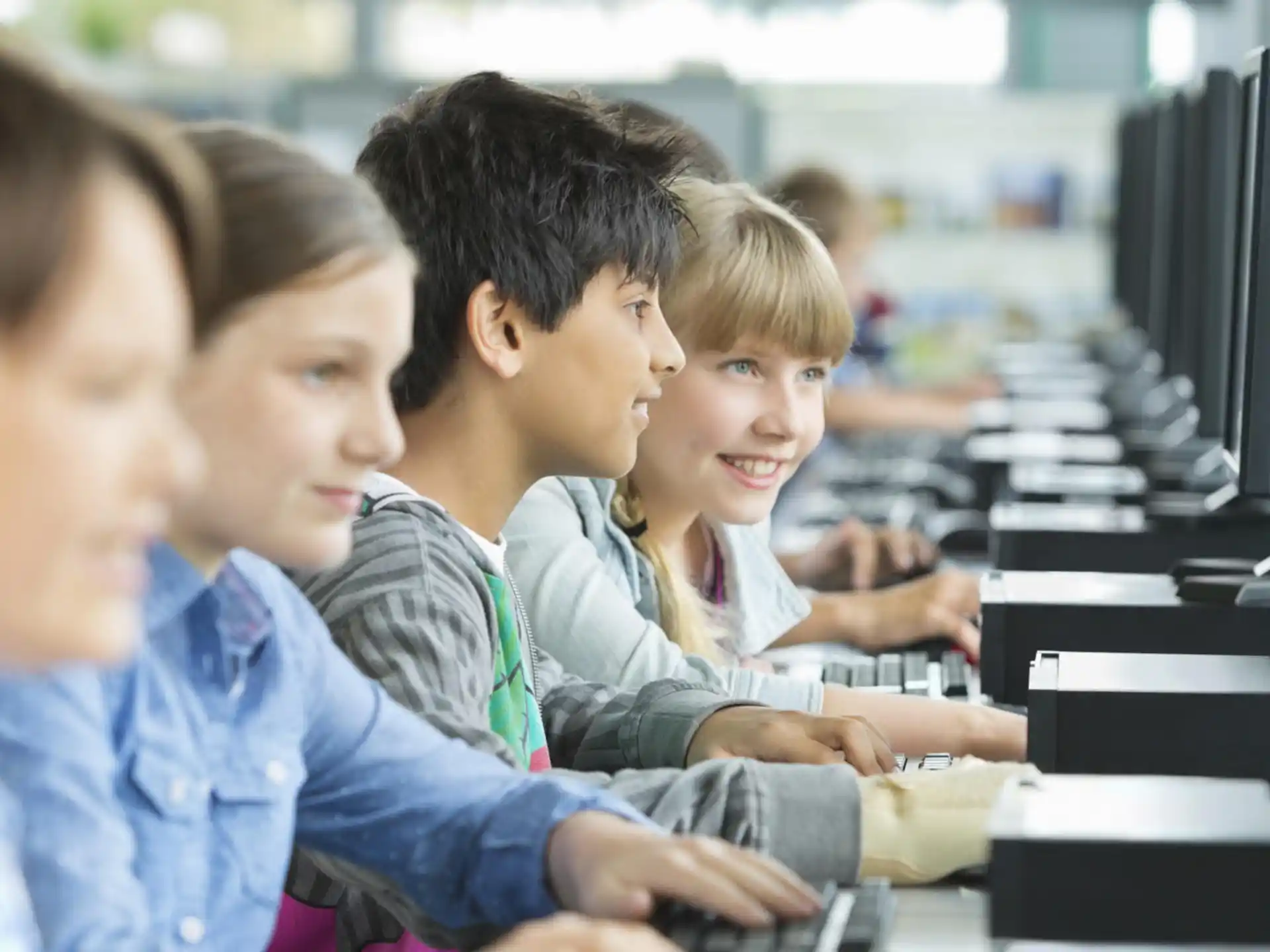 a group of students in a computer lab