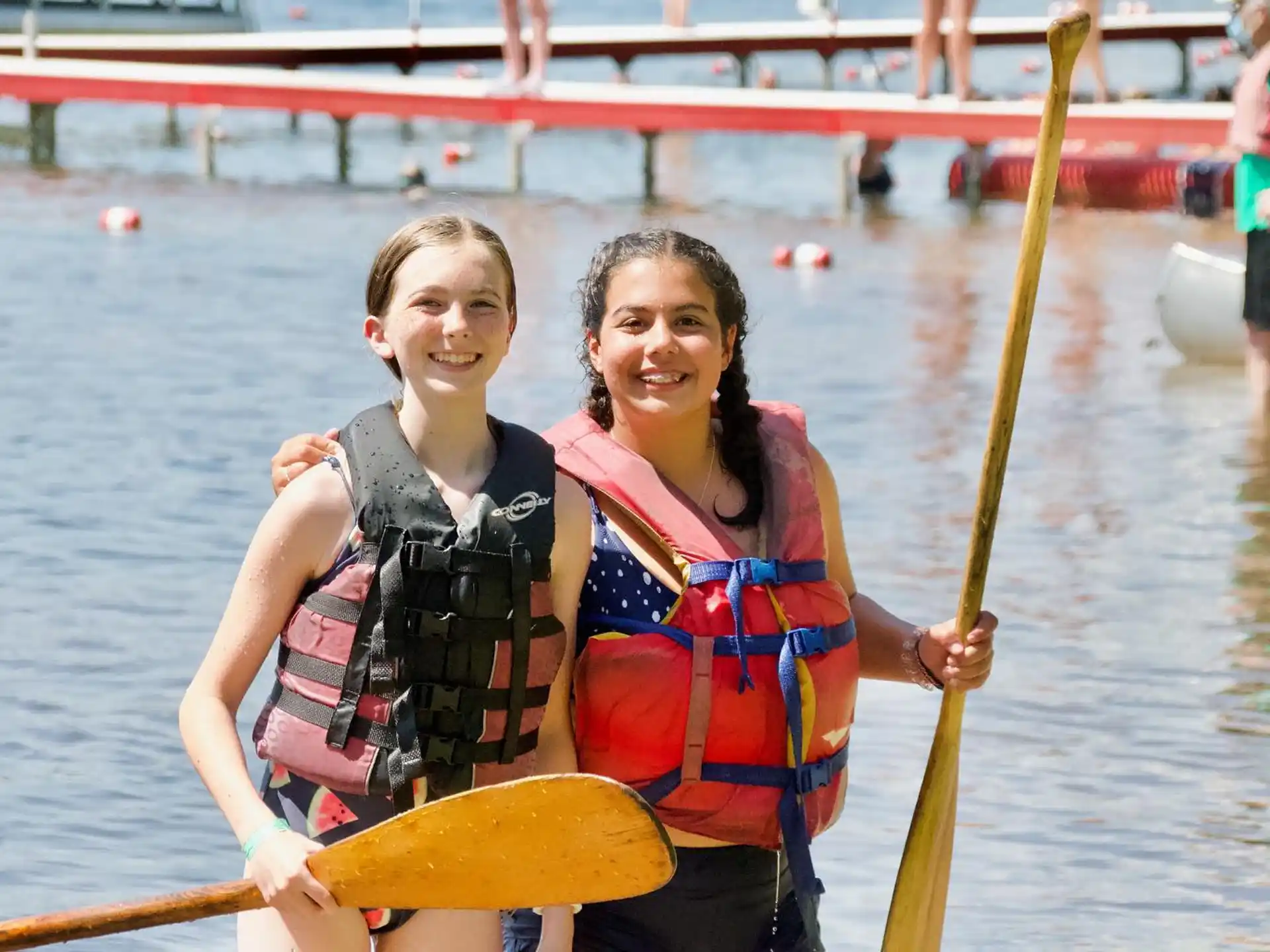 a couple of girls on a boat
