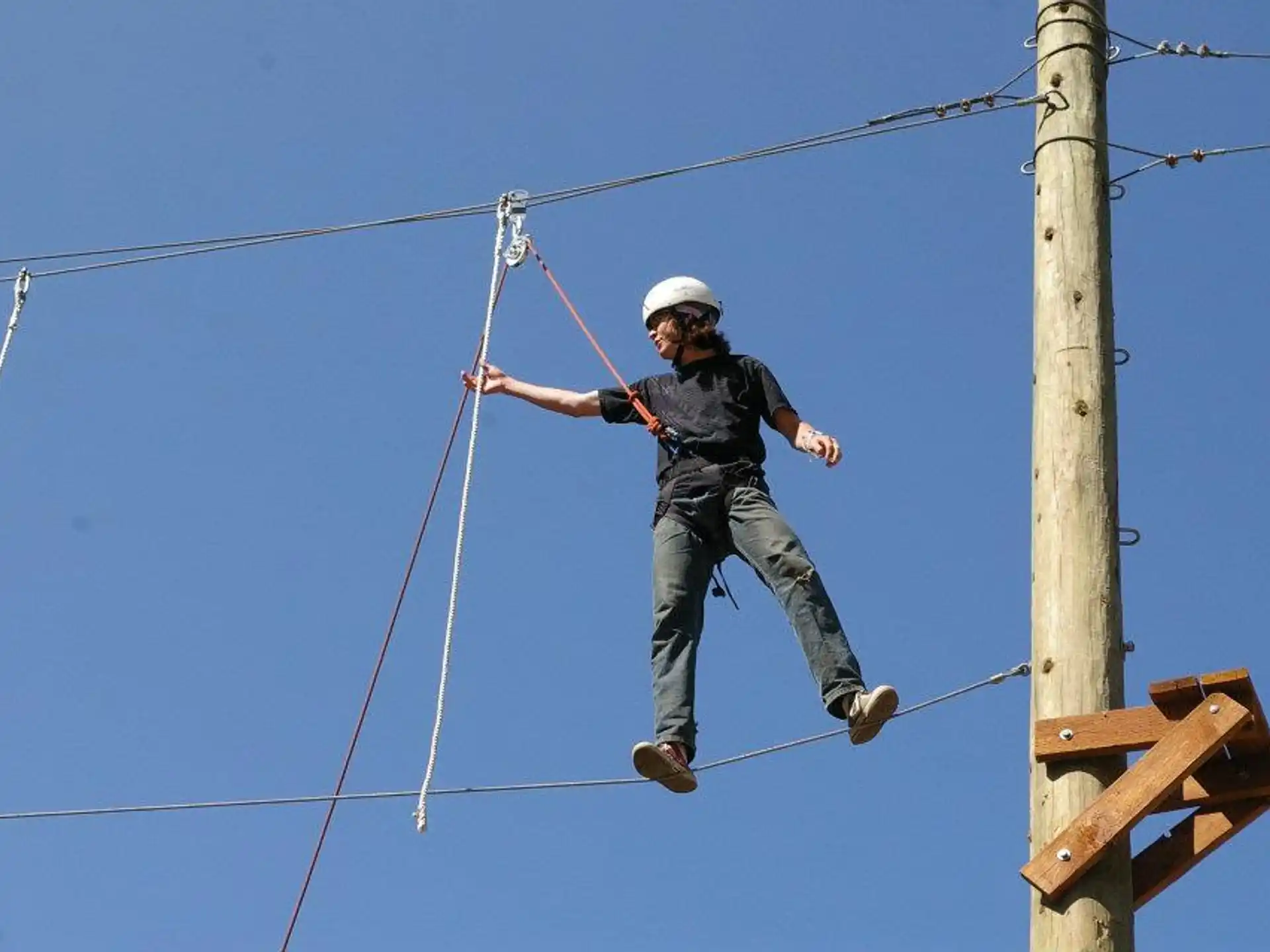 a person on a pole