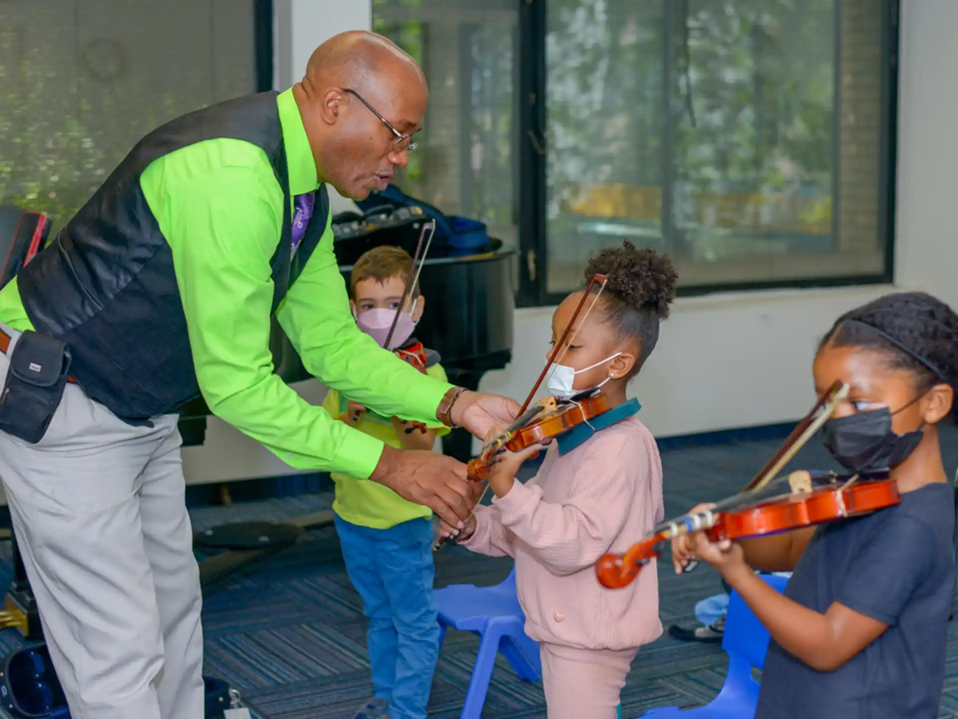a group of people playing instruments