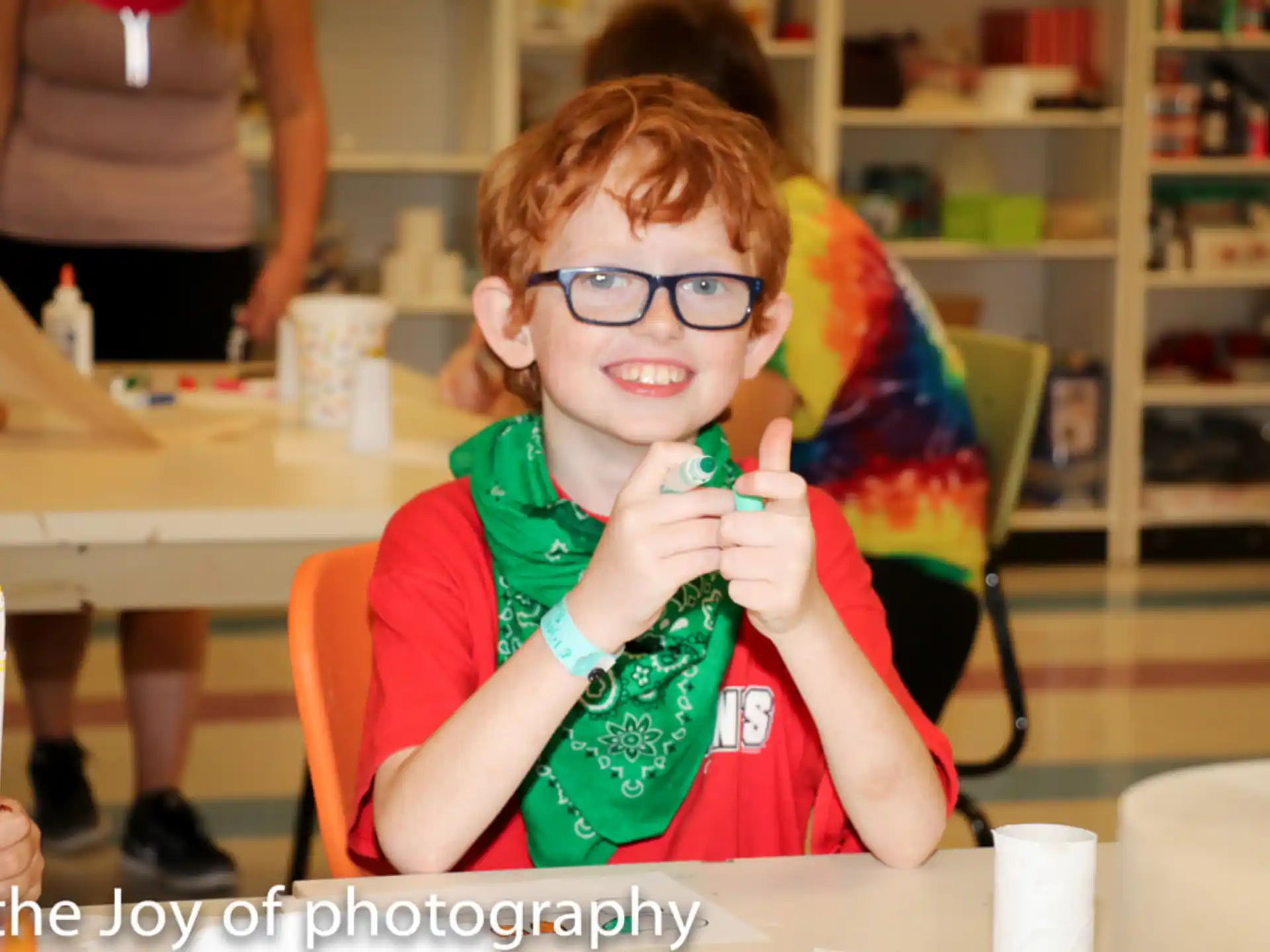 a child wearing glasses