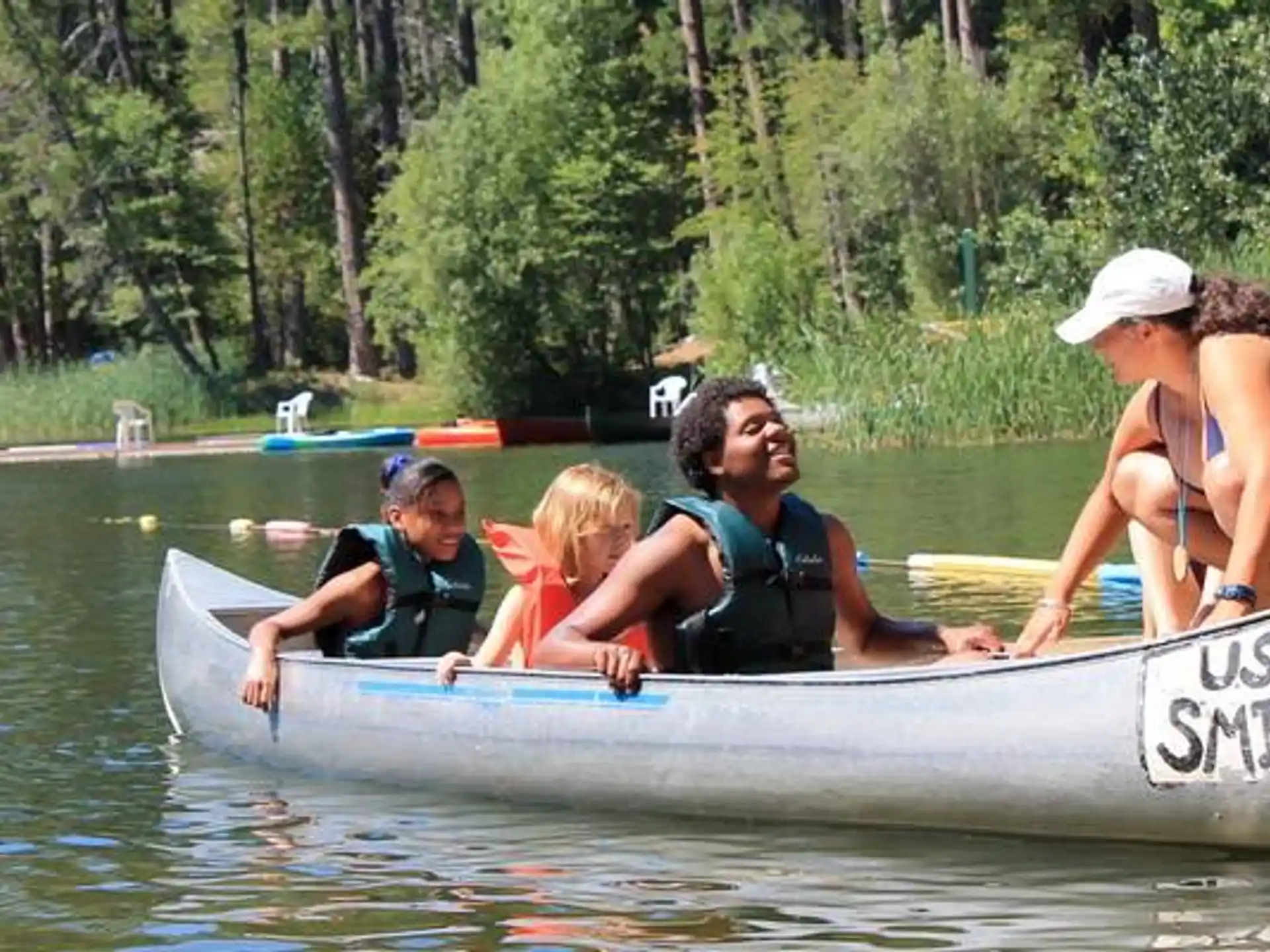 a group of people in a boat