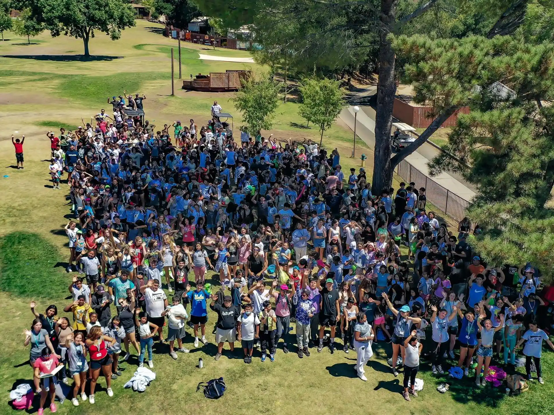 a large group of people gathered outside