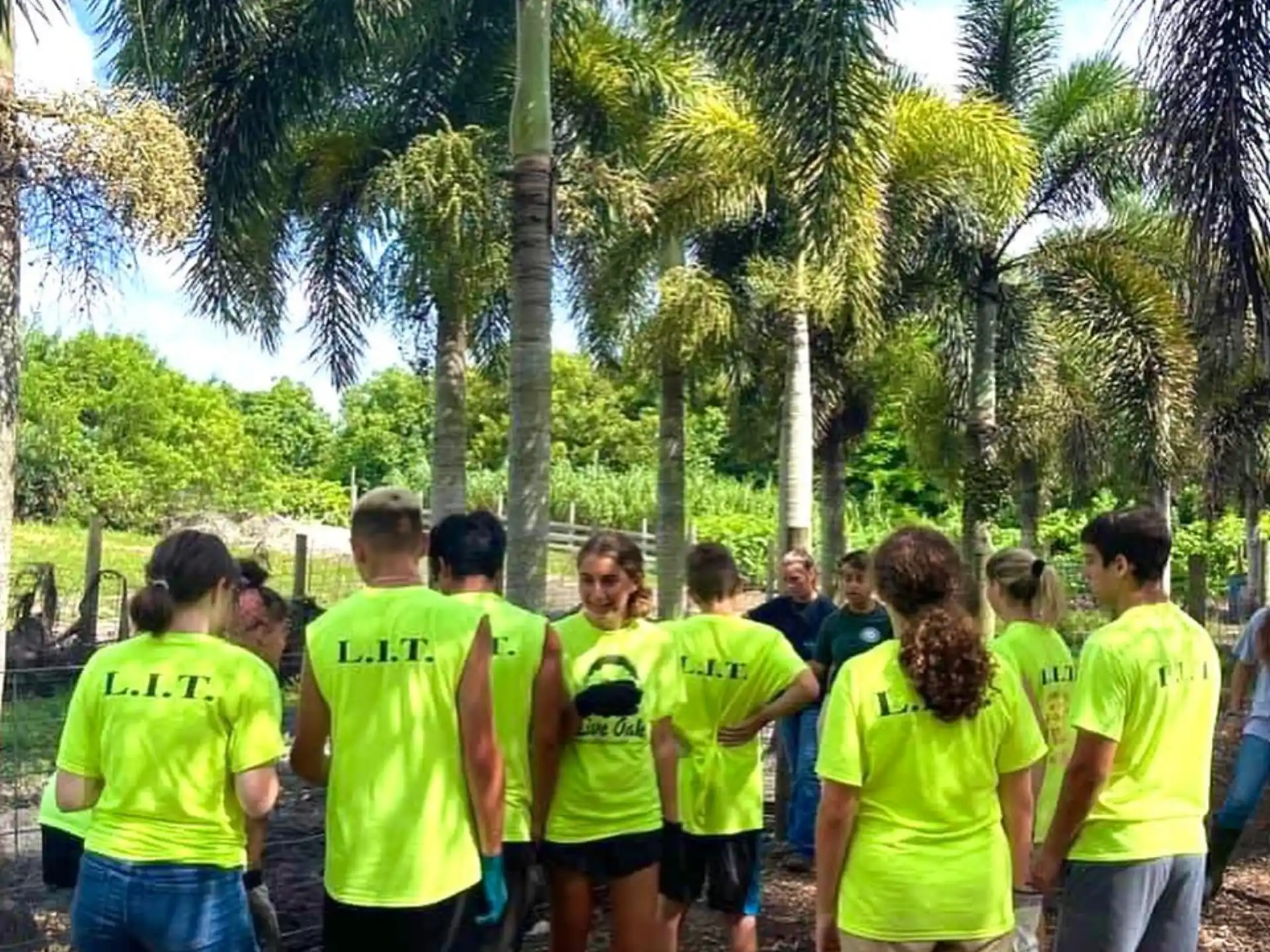 a group of people wearing matching t-shirts