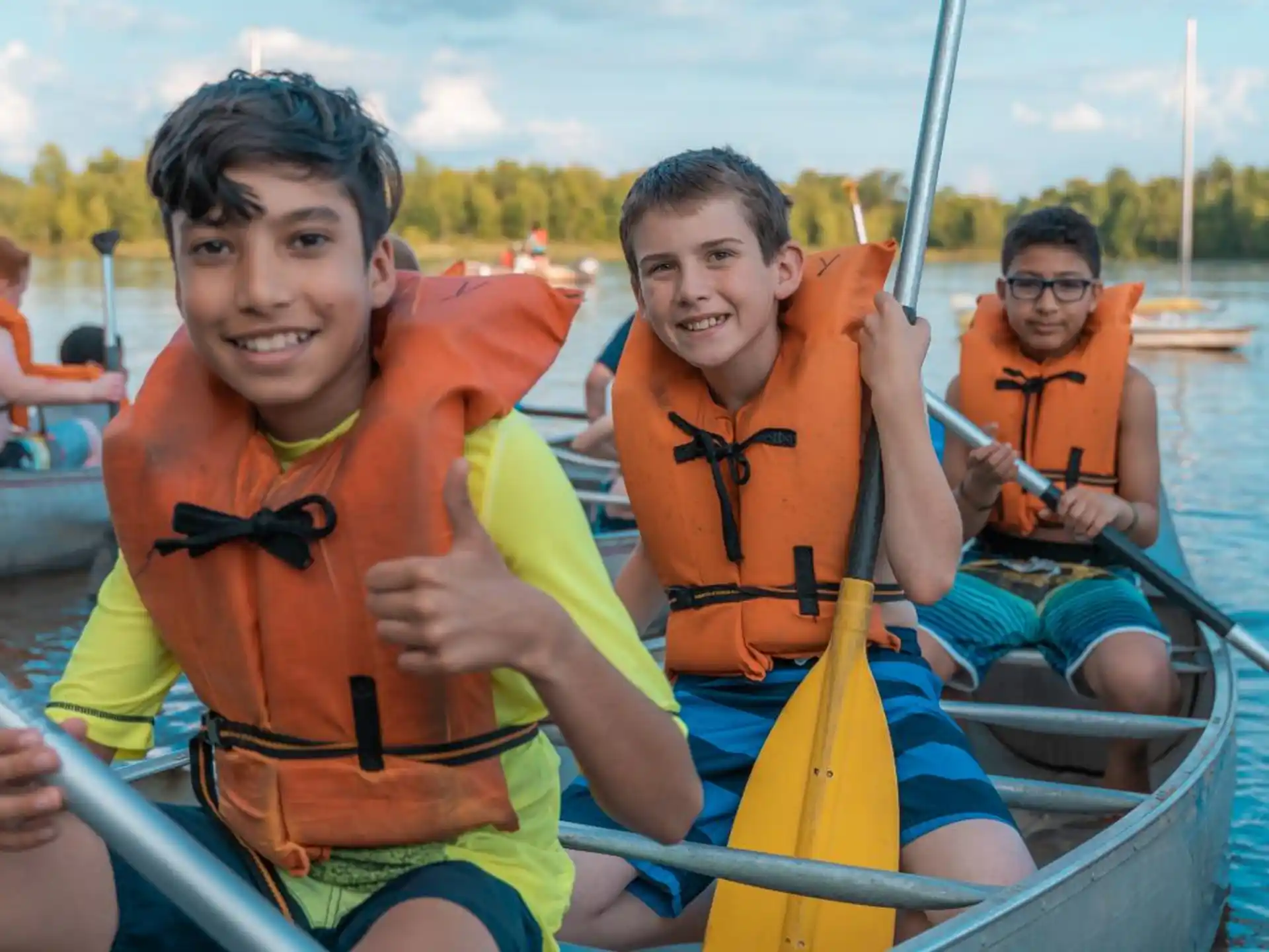 a group of people in a boat