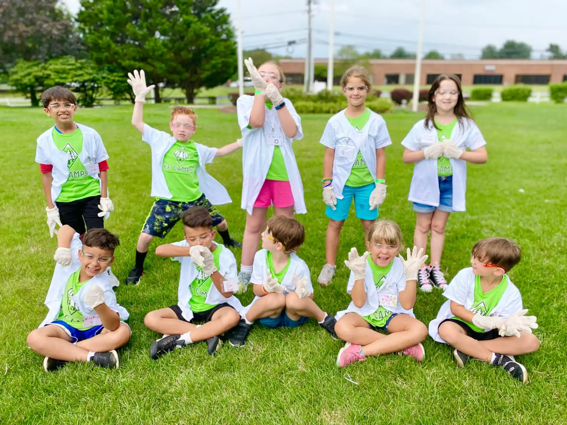 a group of children in a field