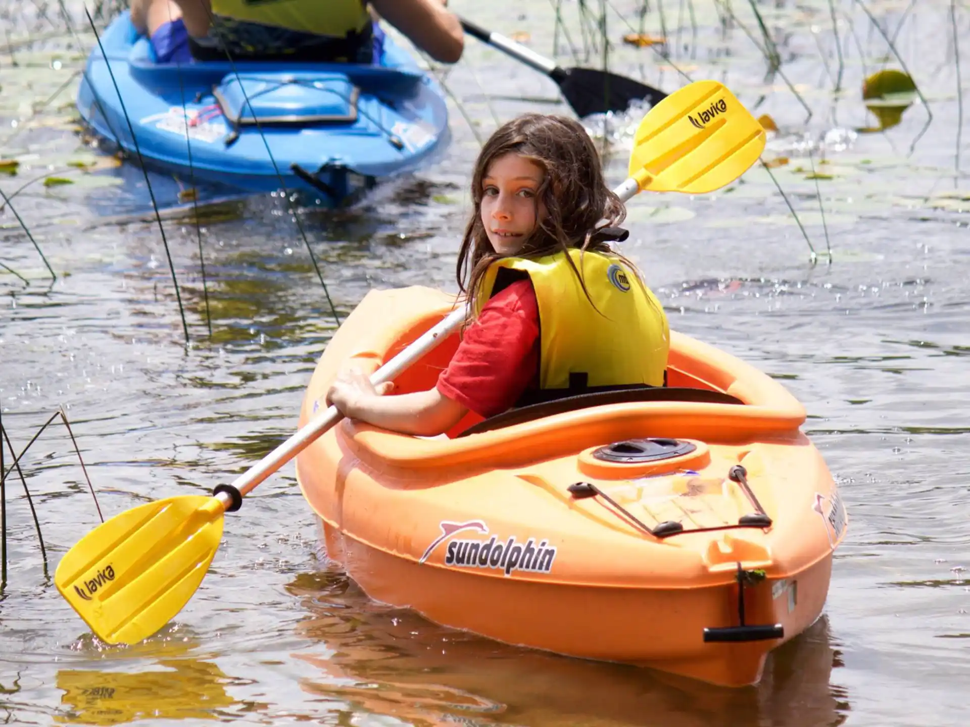 a girl in a kayak
