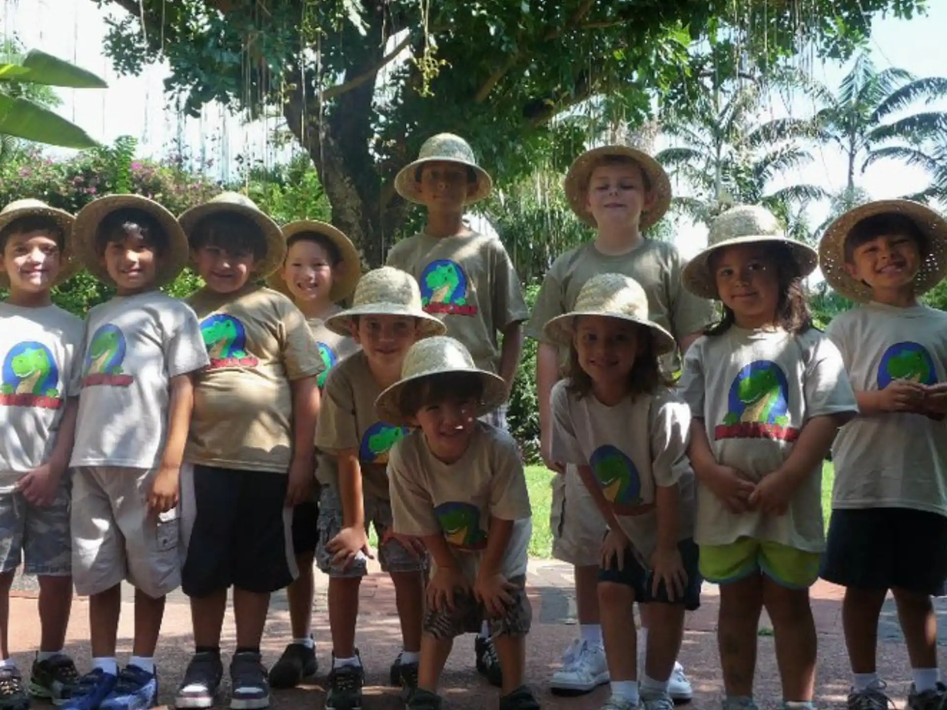 a group of children wearing hats