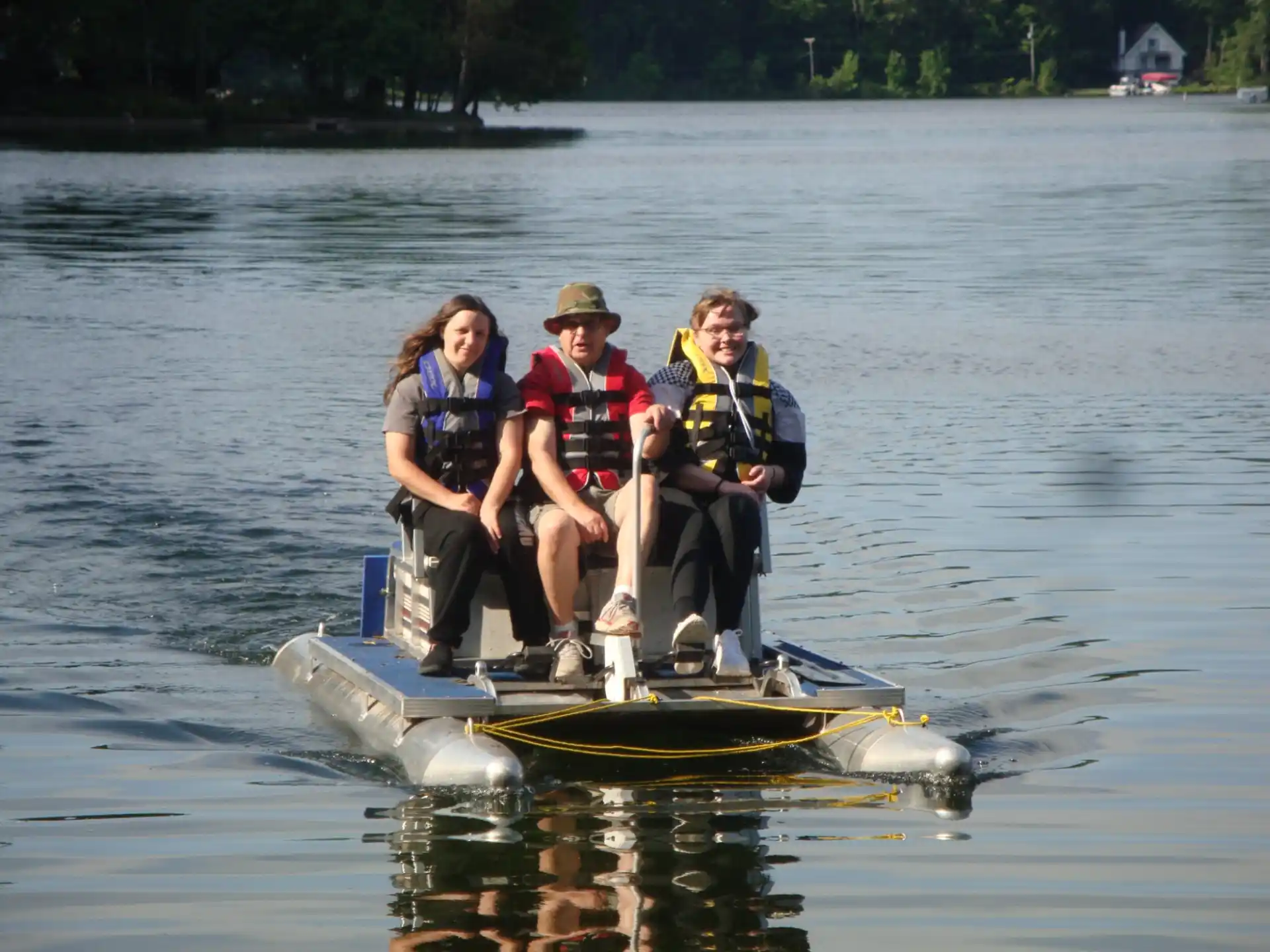 a group of people on a boat
