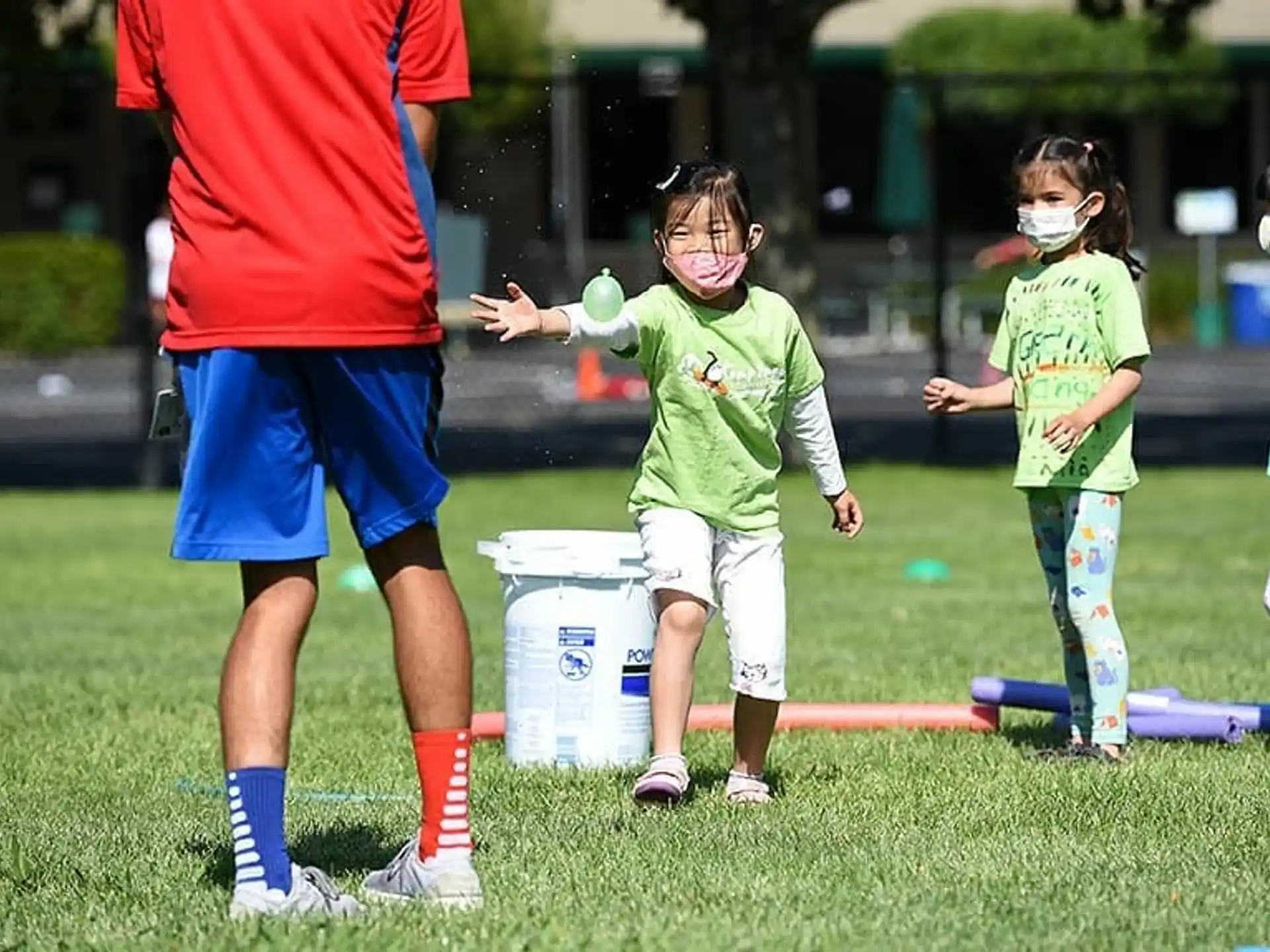 a group of children playing football