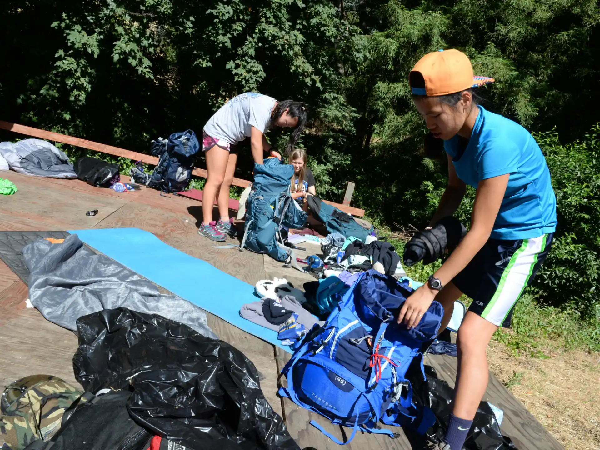 a group of people camping