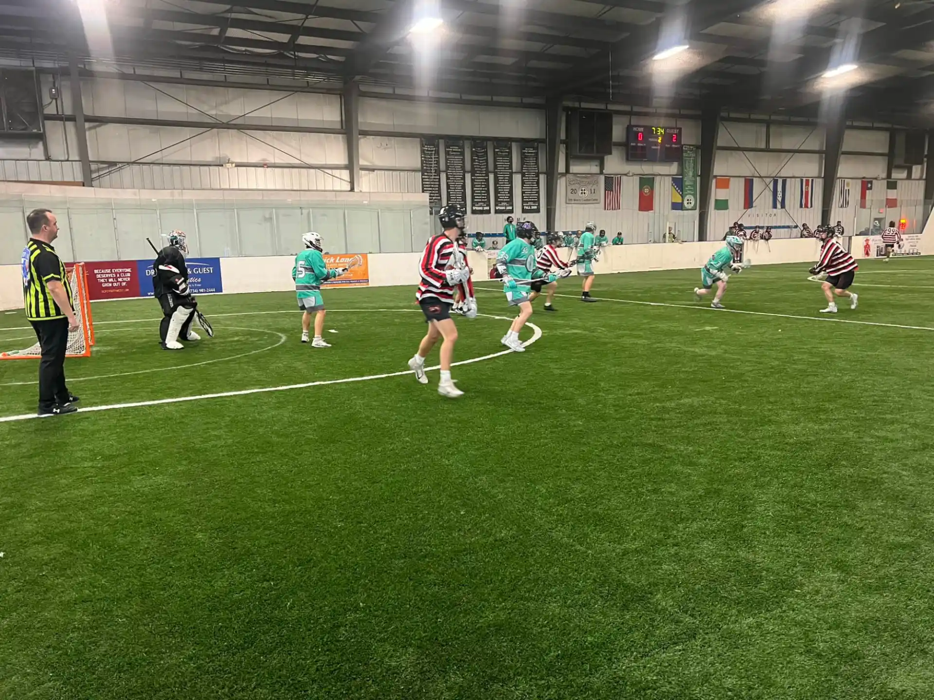 a group of people playing football