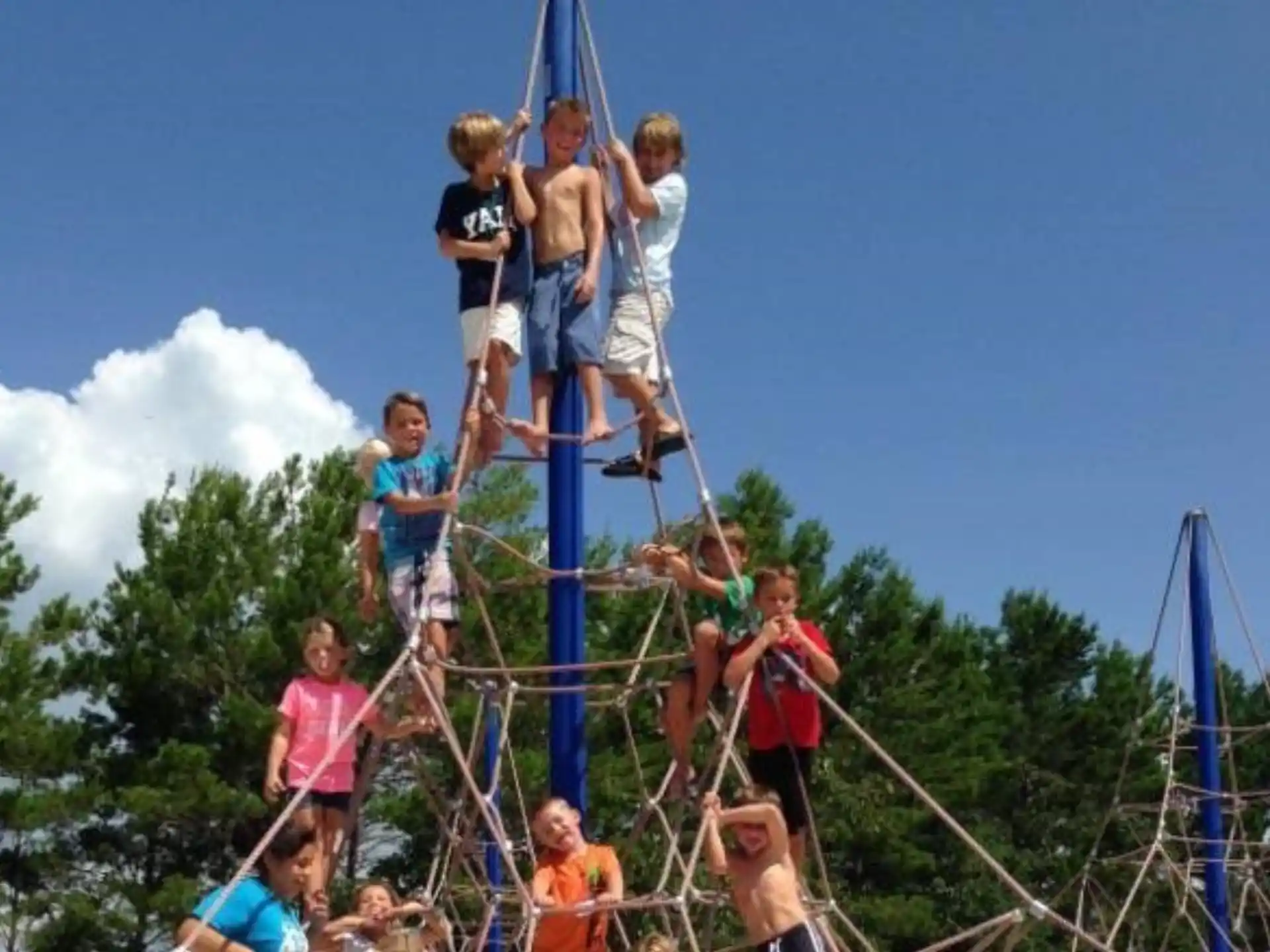 a group of people on a playground