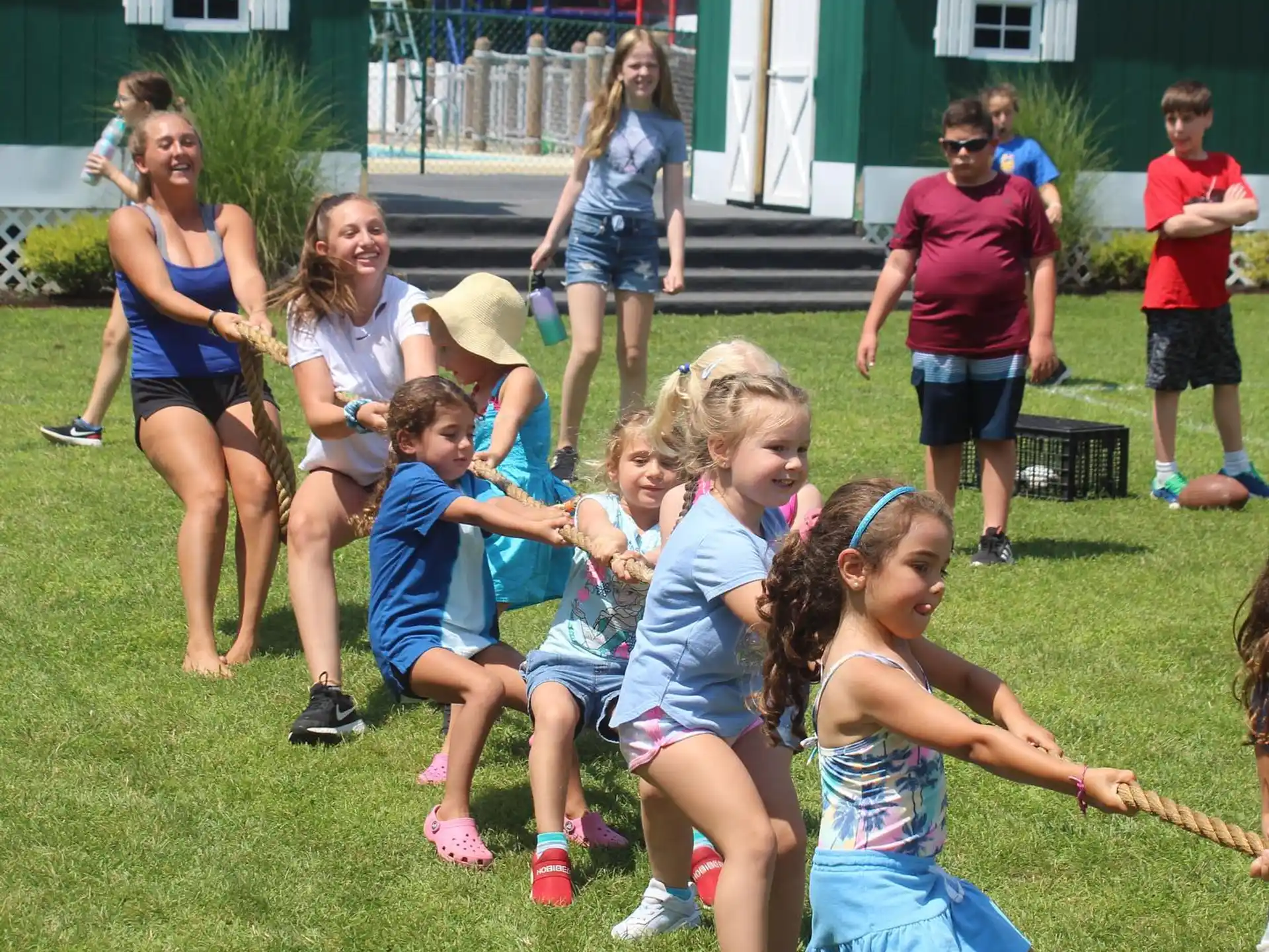 a group of children playing with a ball