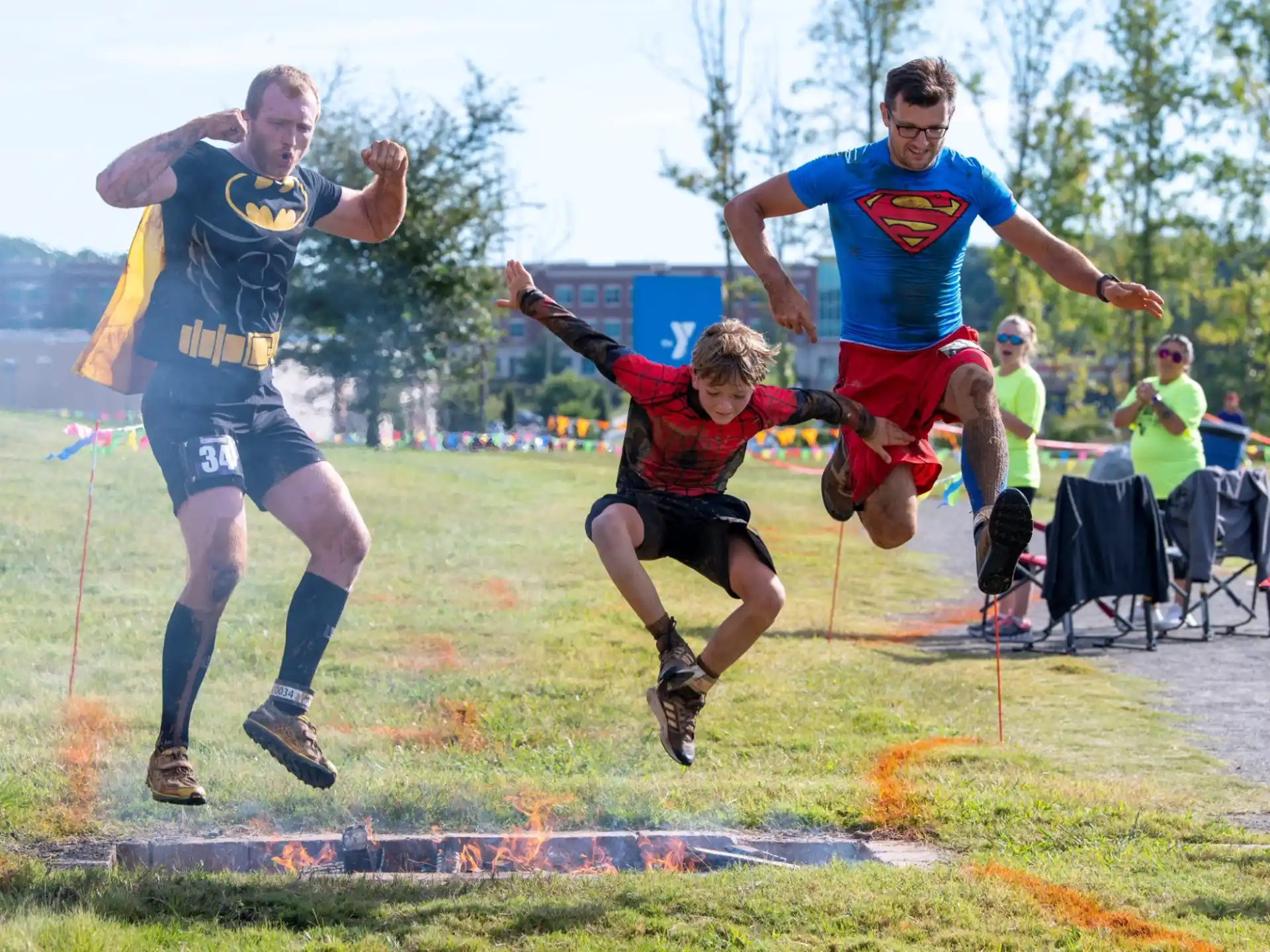a group of men jumping in the air