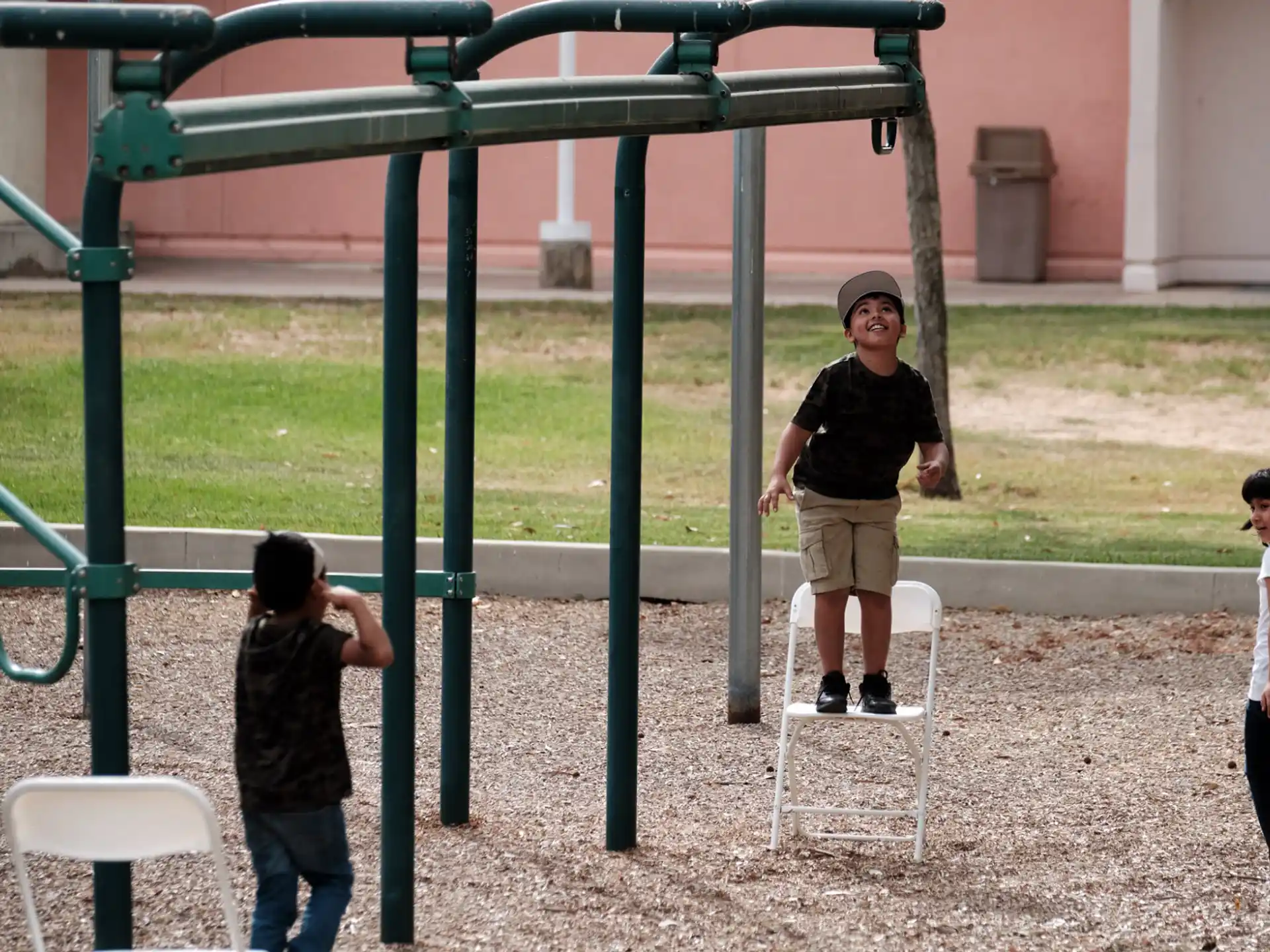 a group of people playing on a playground