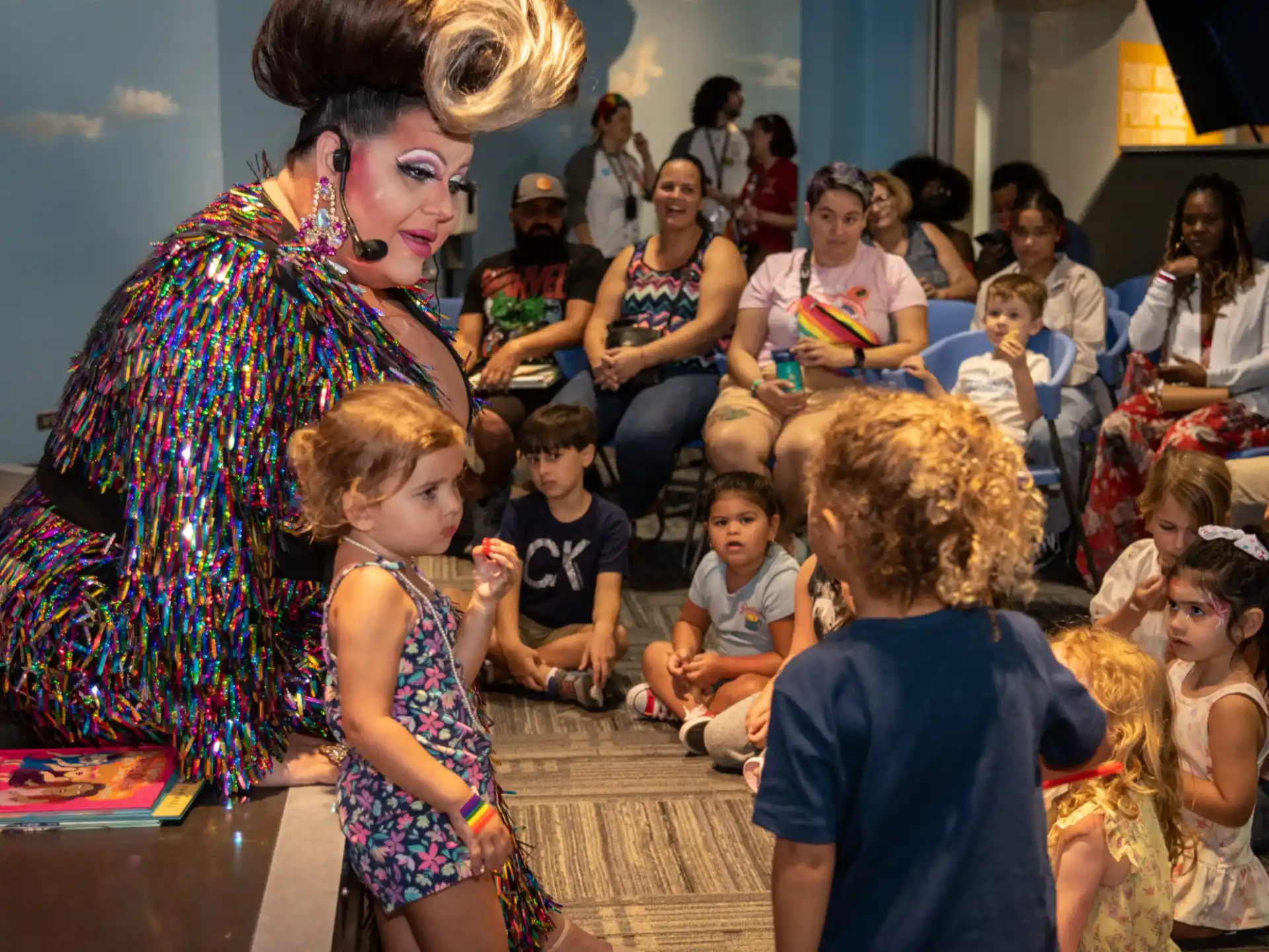 a person and a group of children