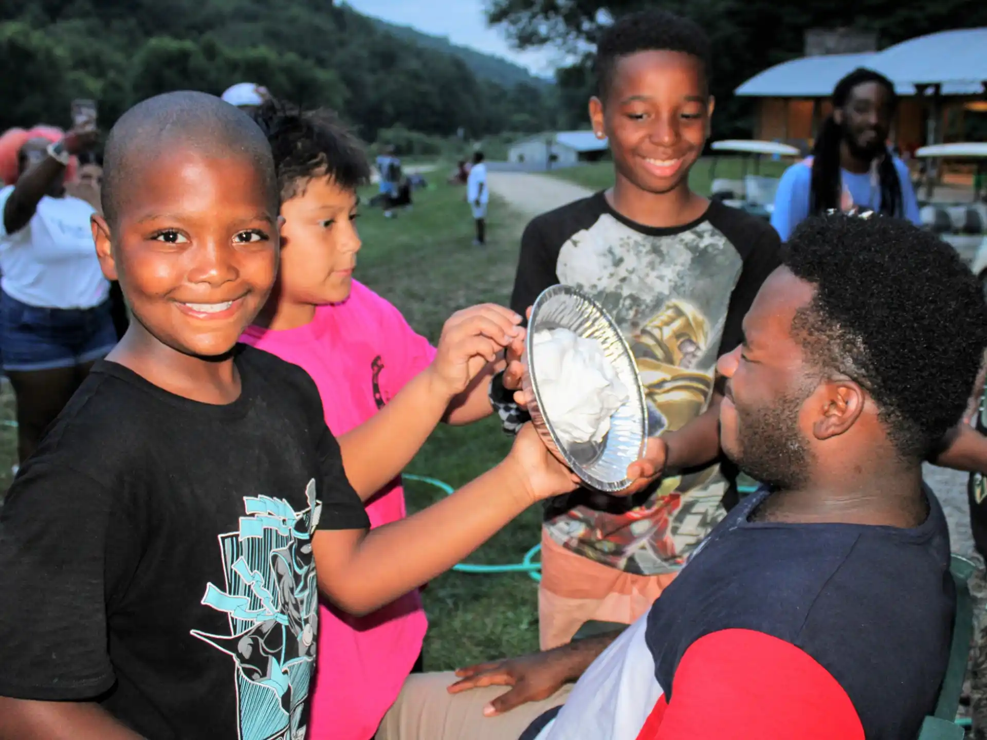 a group of people holding a trophy