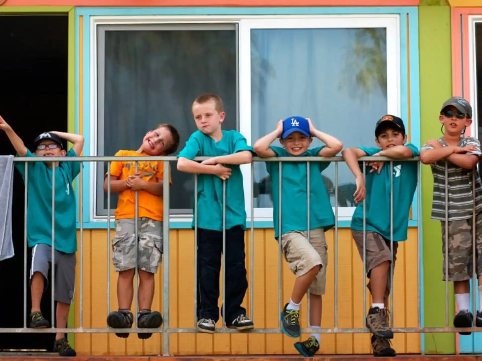 a group of kids wearing matching t-shirts