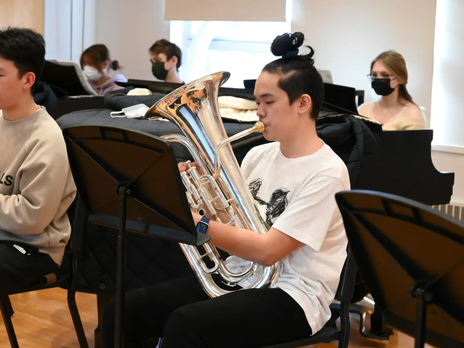 a group of people playing instruments