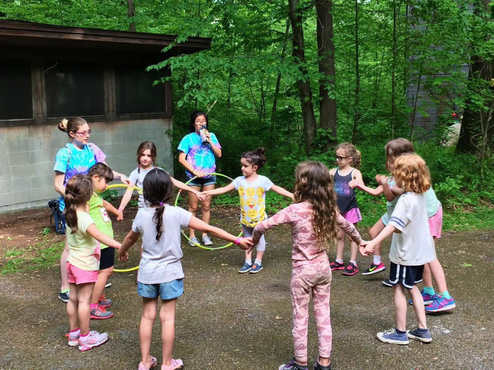 a group of children playing outside